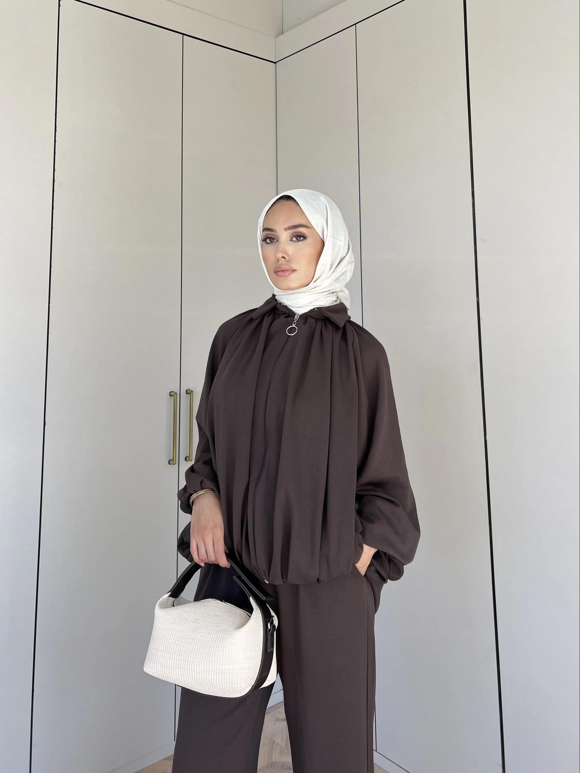 Ayşan Oversize Takım - Kahve