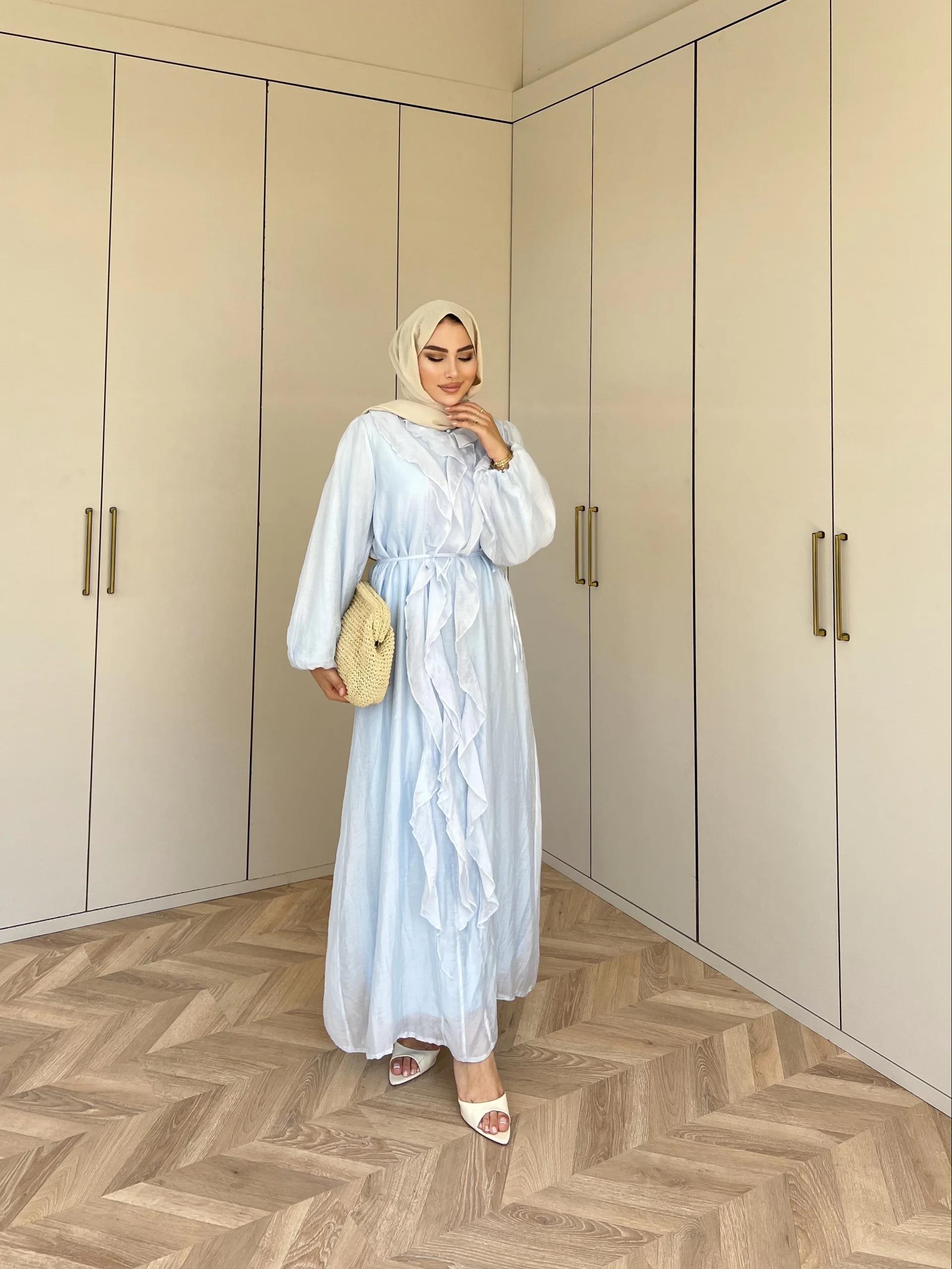 Bahar Fırfırlı Elbise - Mavi