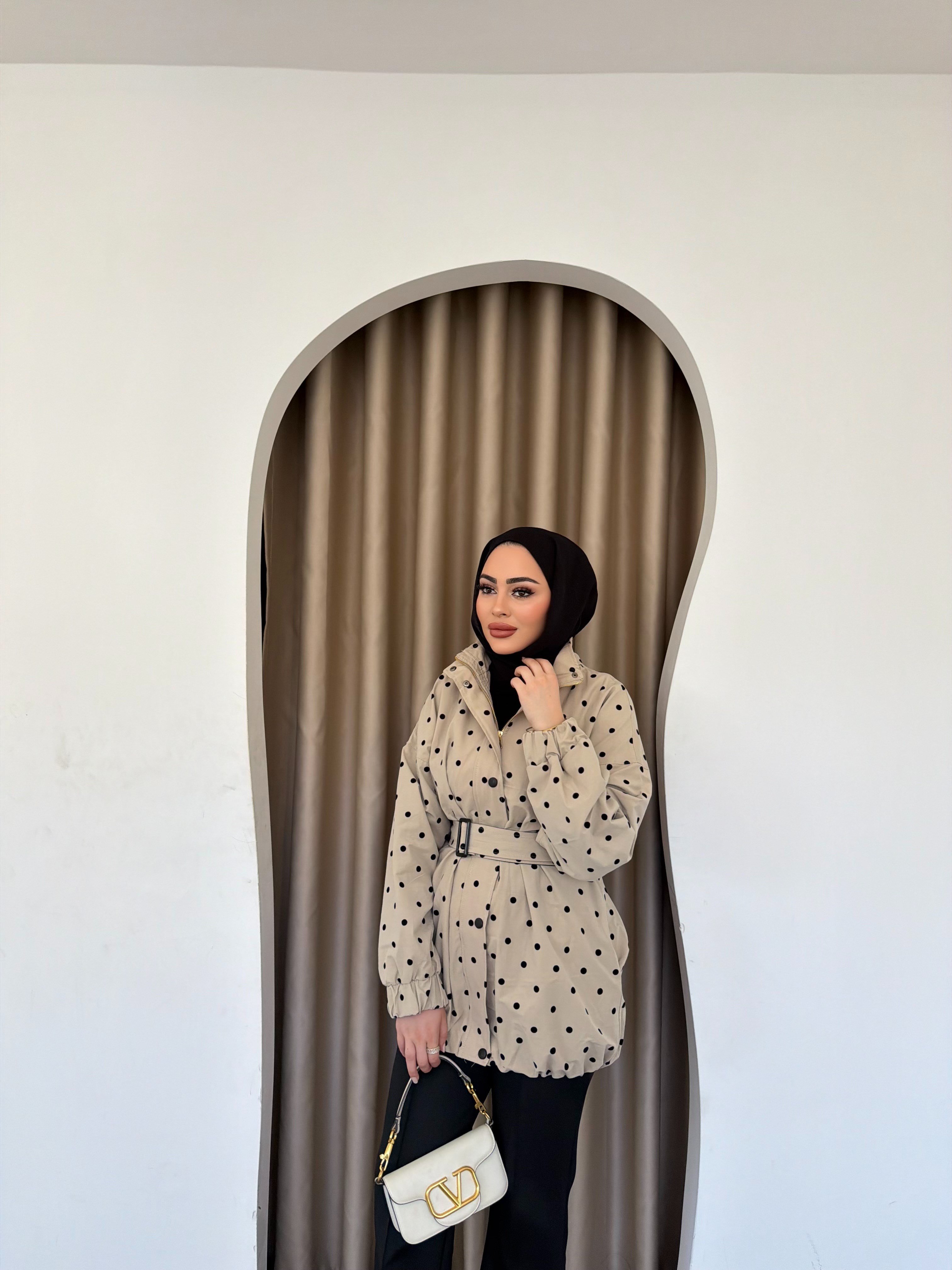 Bahar Kemerli Ceket - Krem