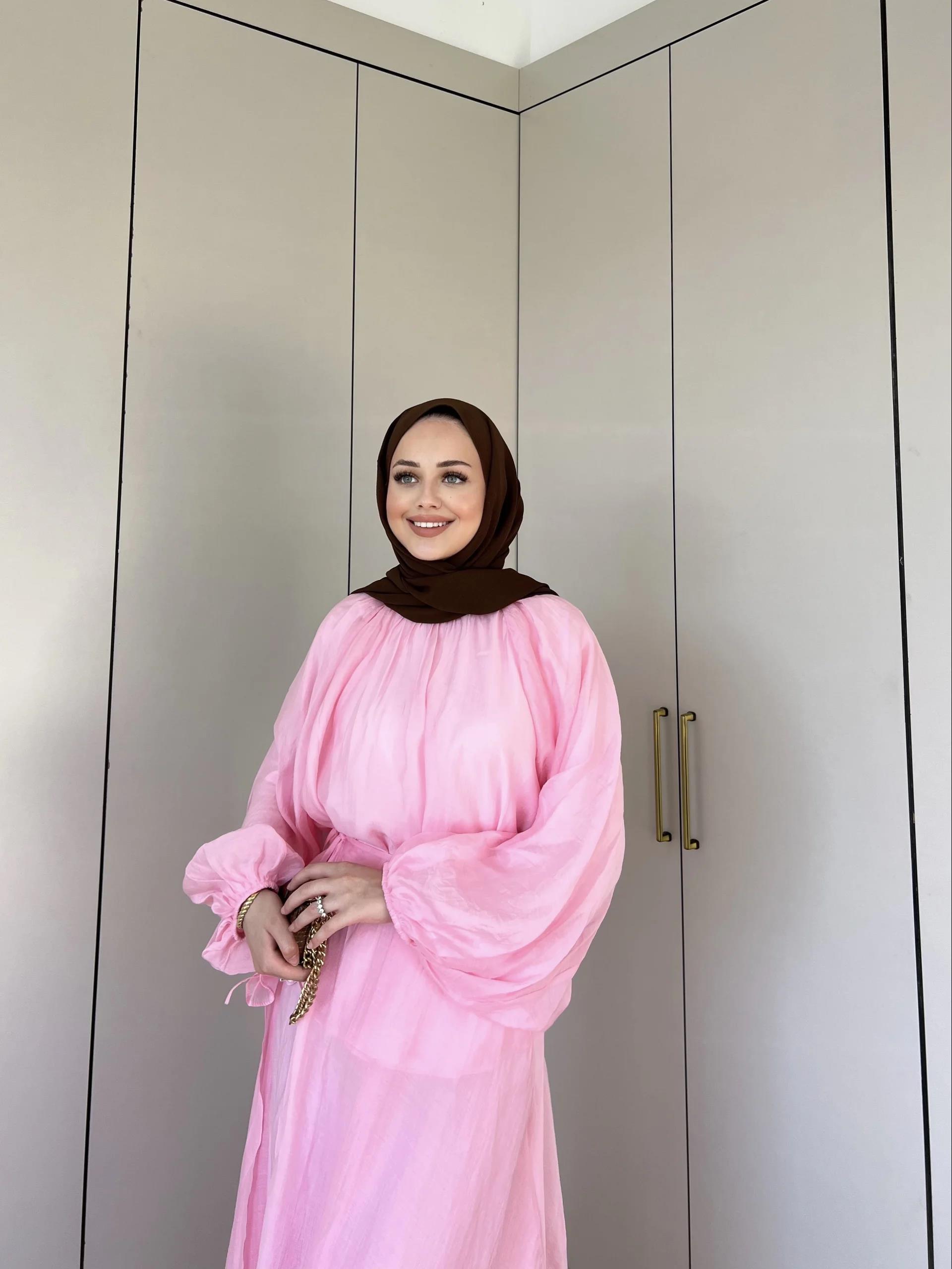 Balon Kol Şifon Takım - Pembe