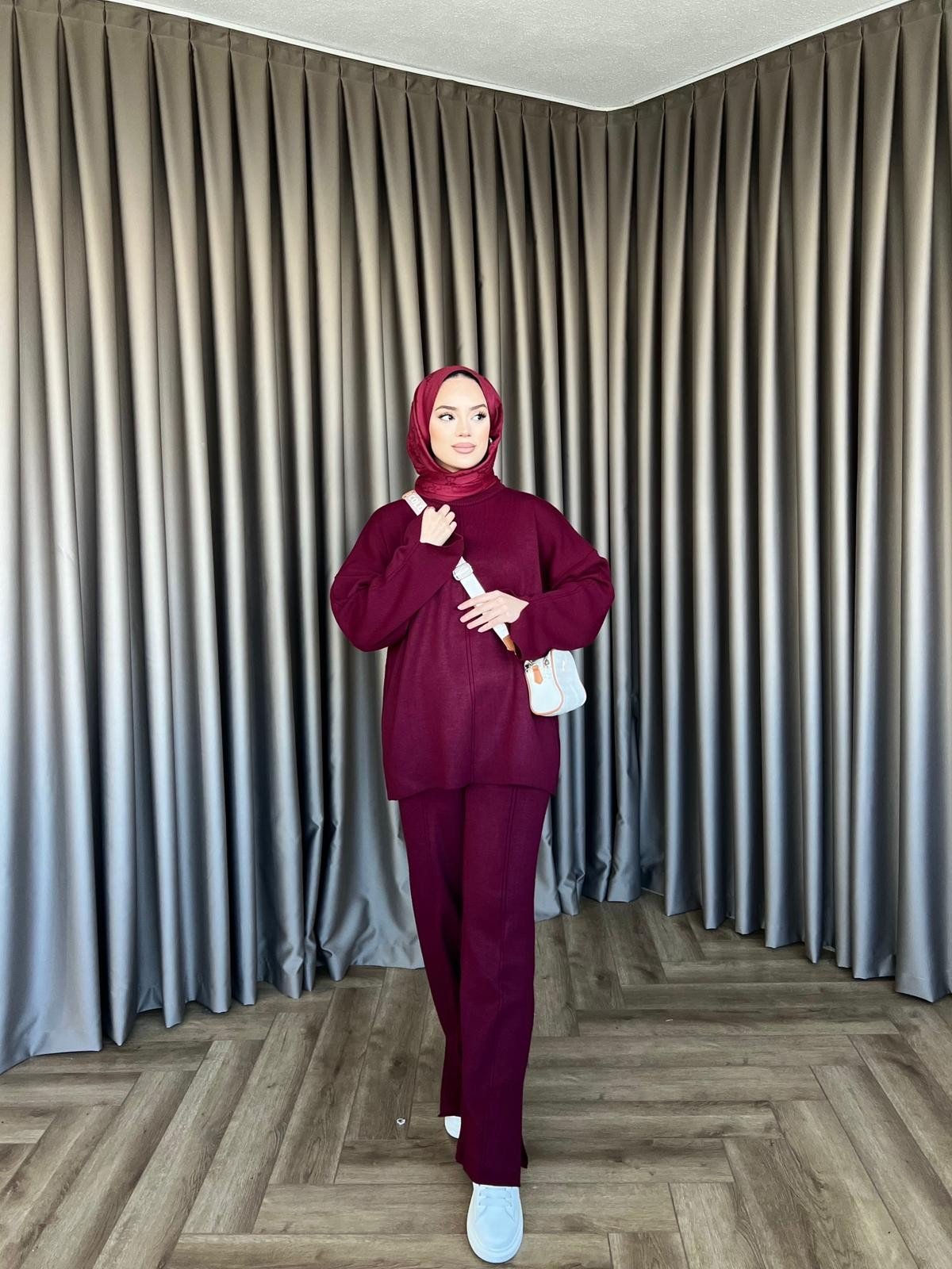 Basic Triko Takım - Bordo