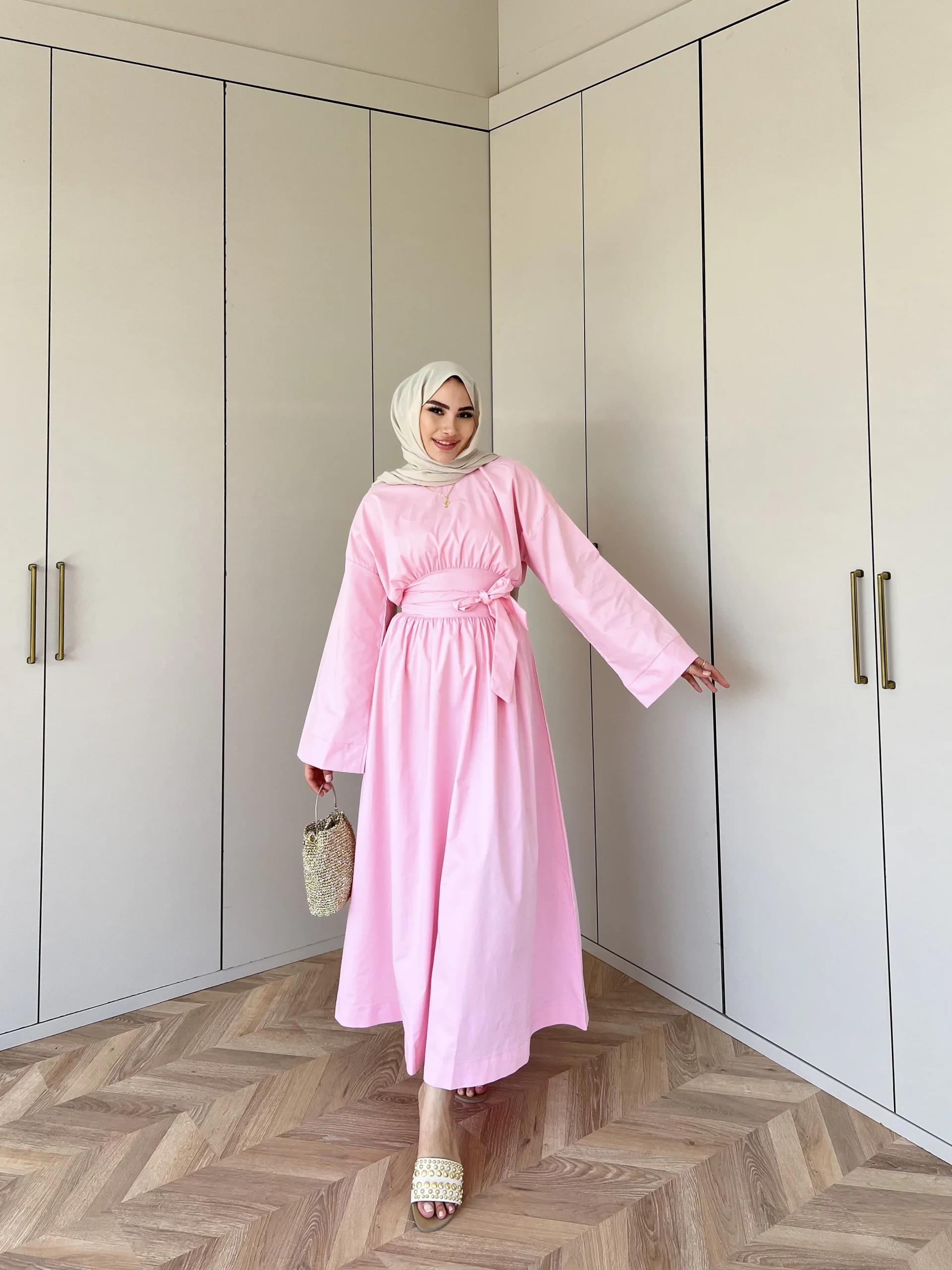 Begonya Bel Bağlamalı Elbise - Pembe