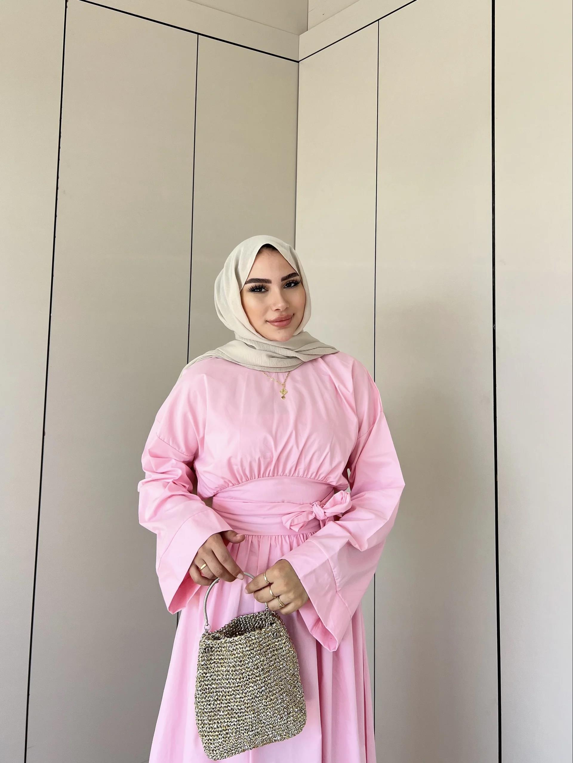 Begonya Bel Bağlamalı Elbise - Pembe