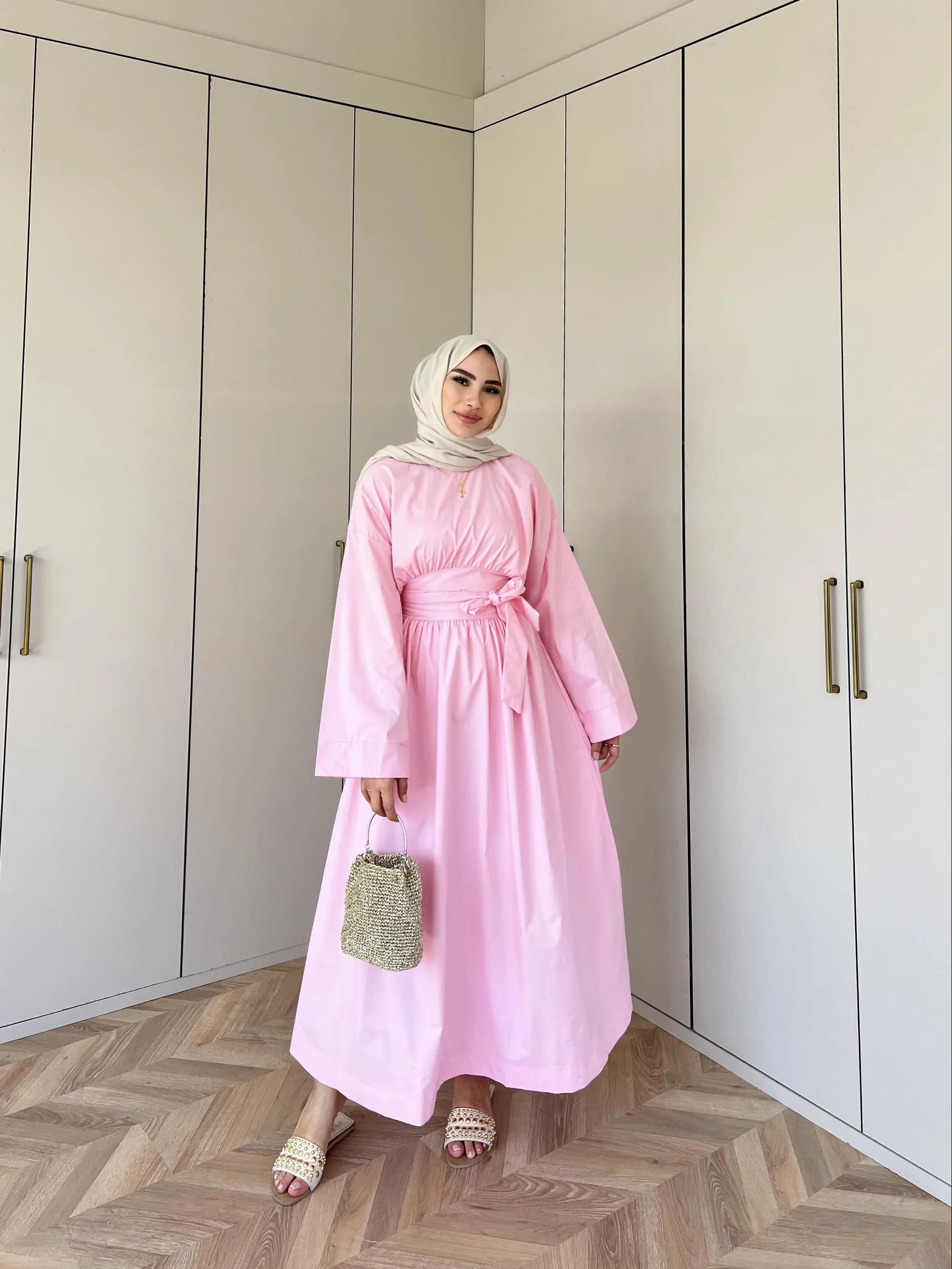 Begonya Bel Bağlamalı Elbise - Pembe