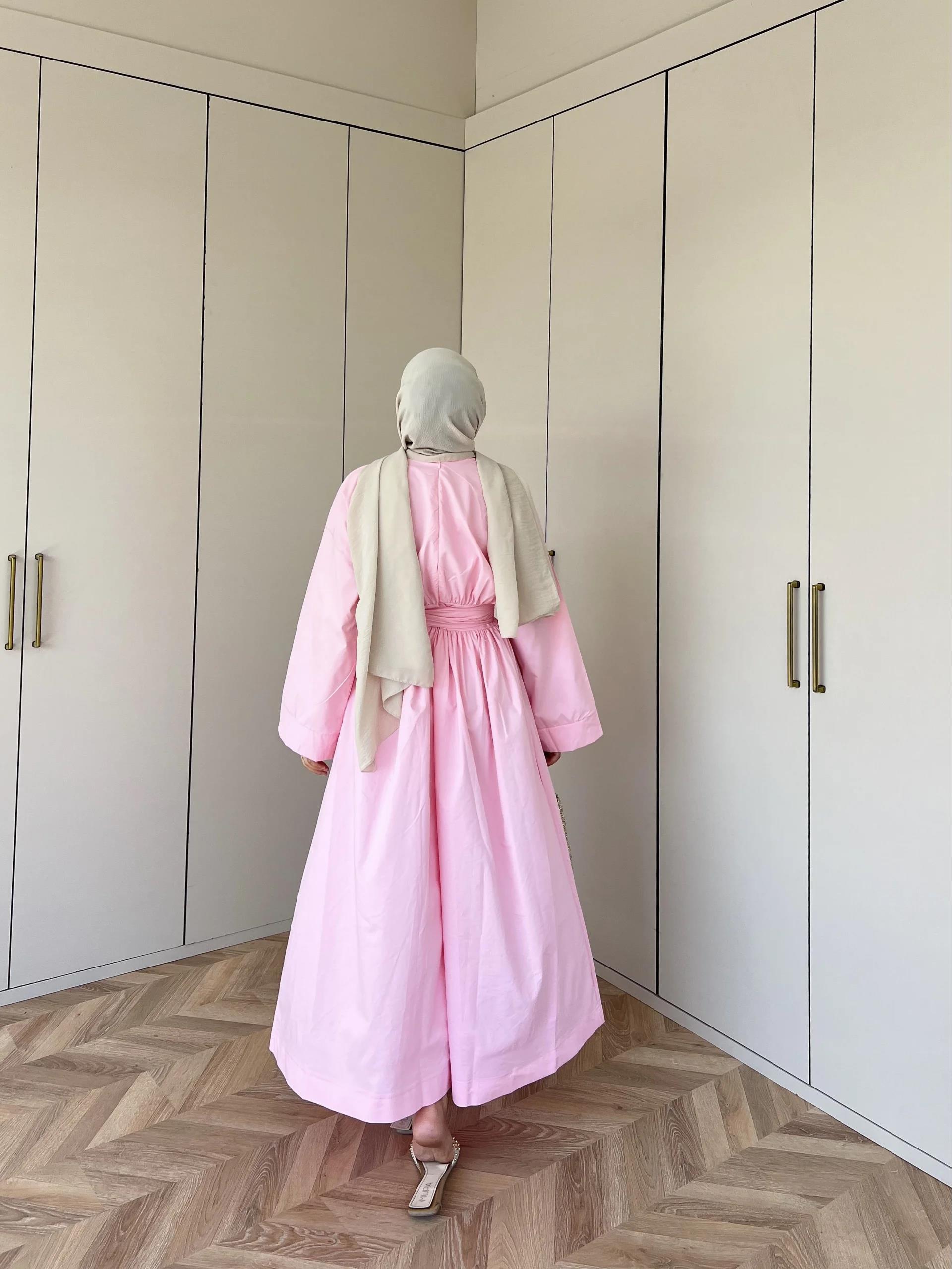 Begonya Bel Bağlamalı Elbise - Pembe