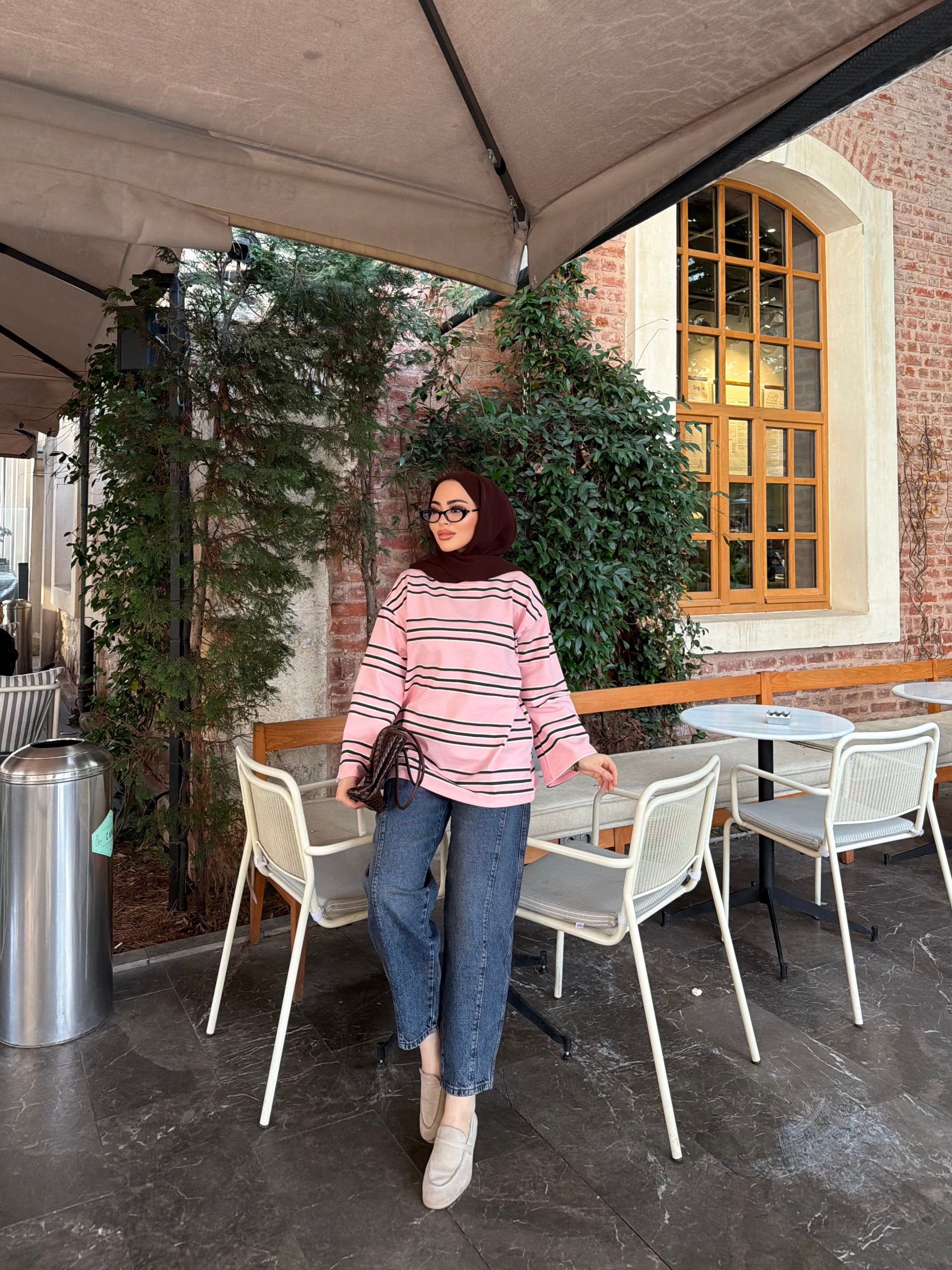 Bella Çizgili Sweat - Pembe (ÖN SİPARİŞ)