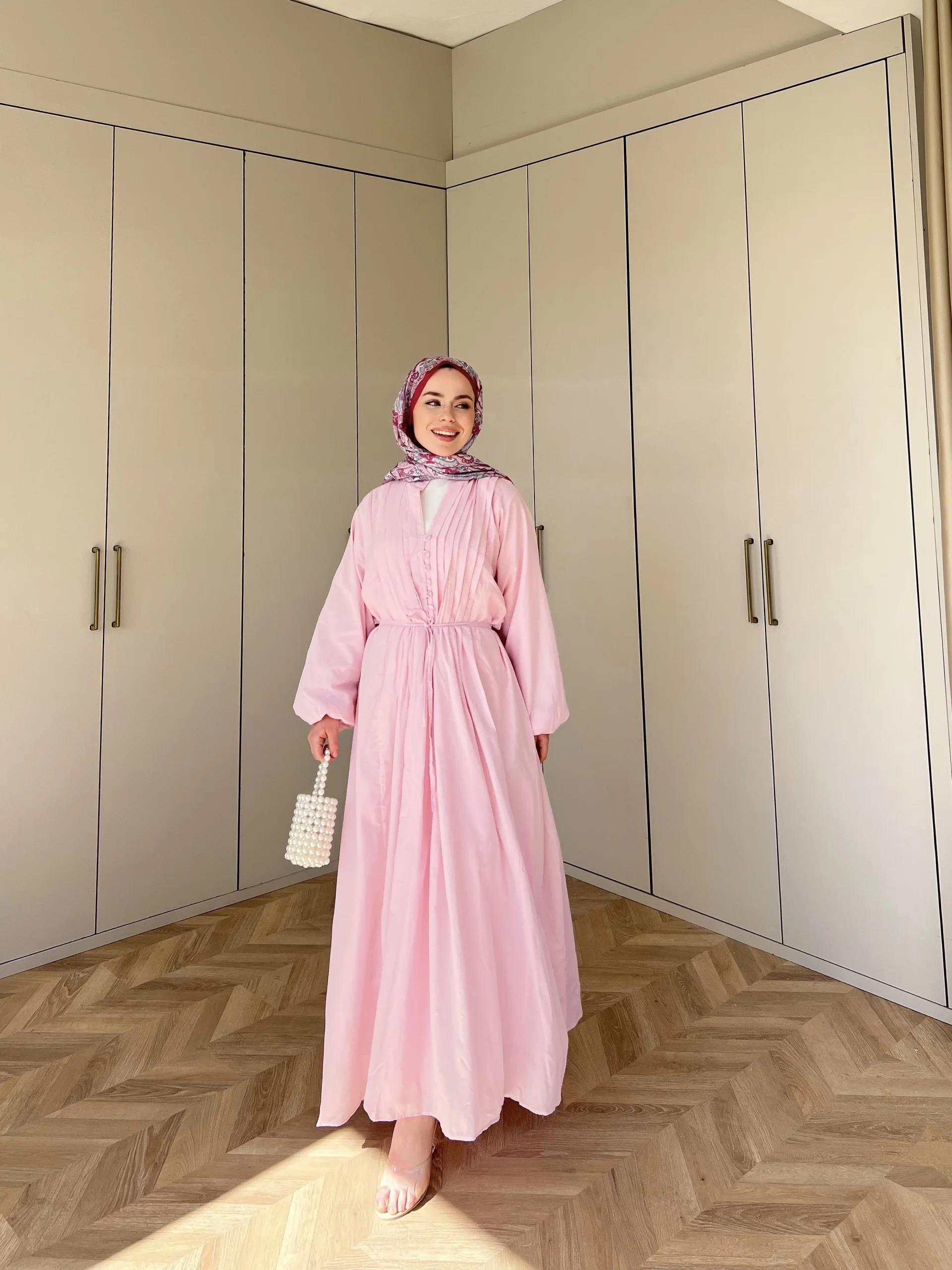 Bellani Krep Elbise - Pembe