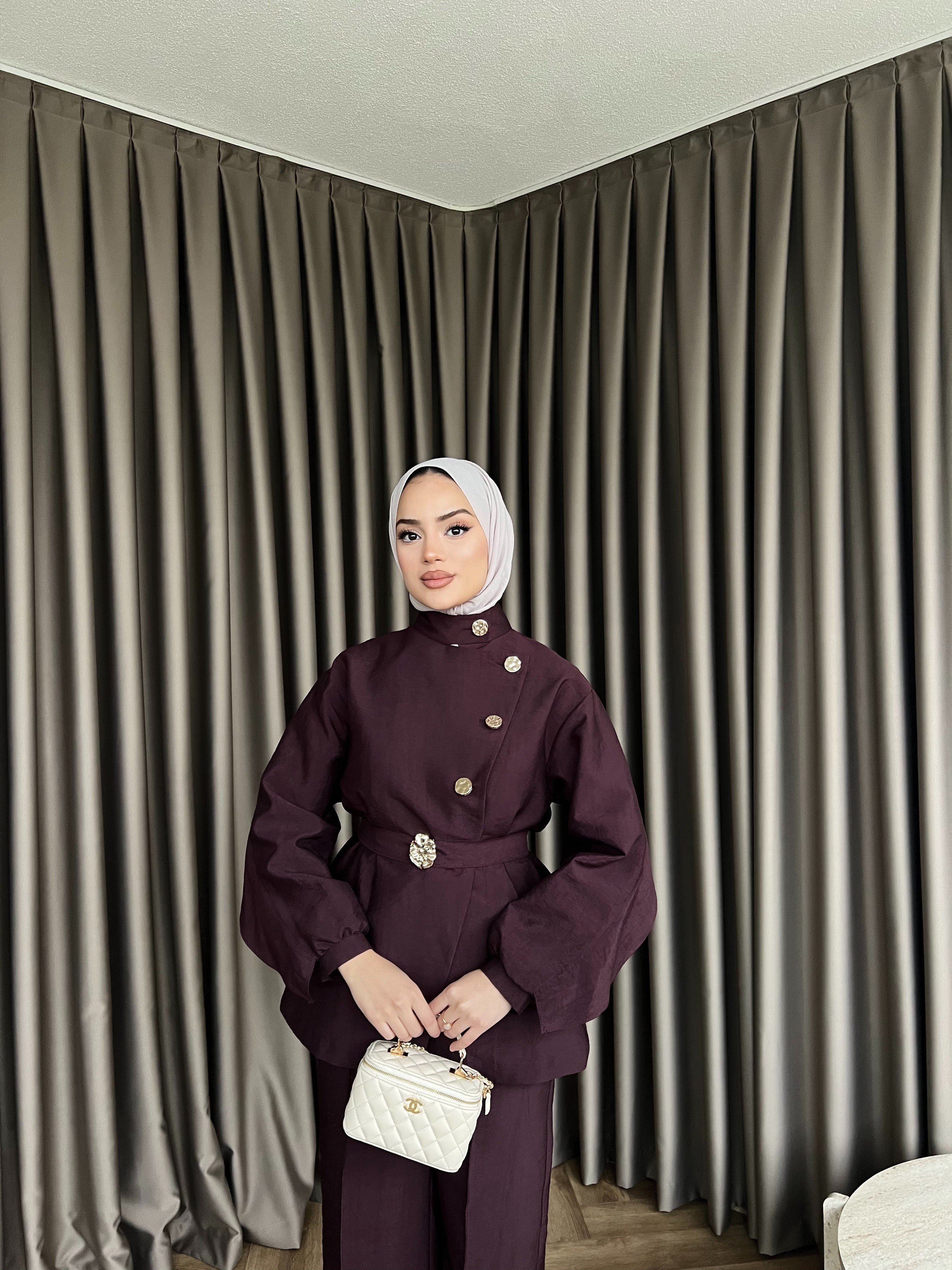 Besla Gold Düğmeli Takım - Bordo