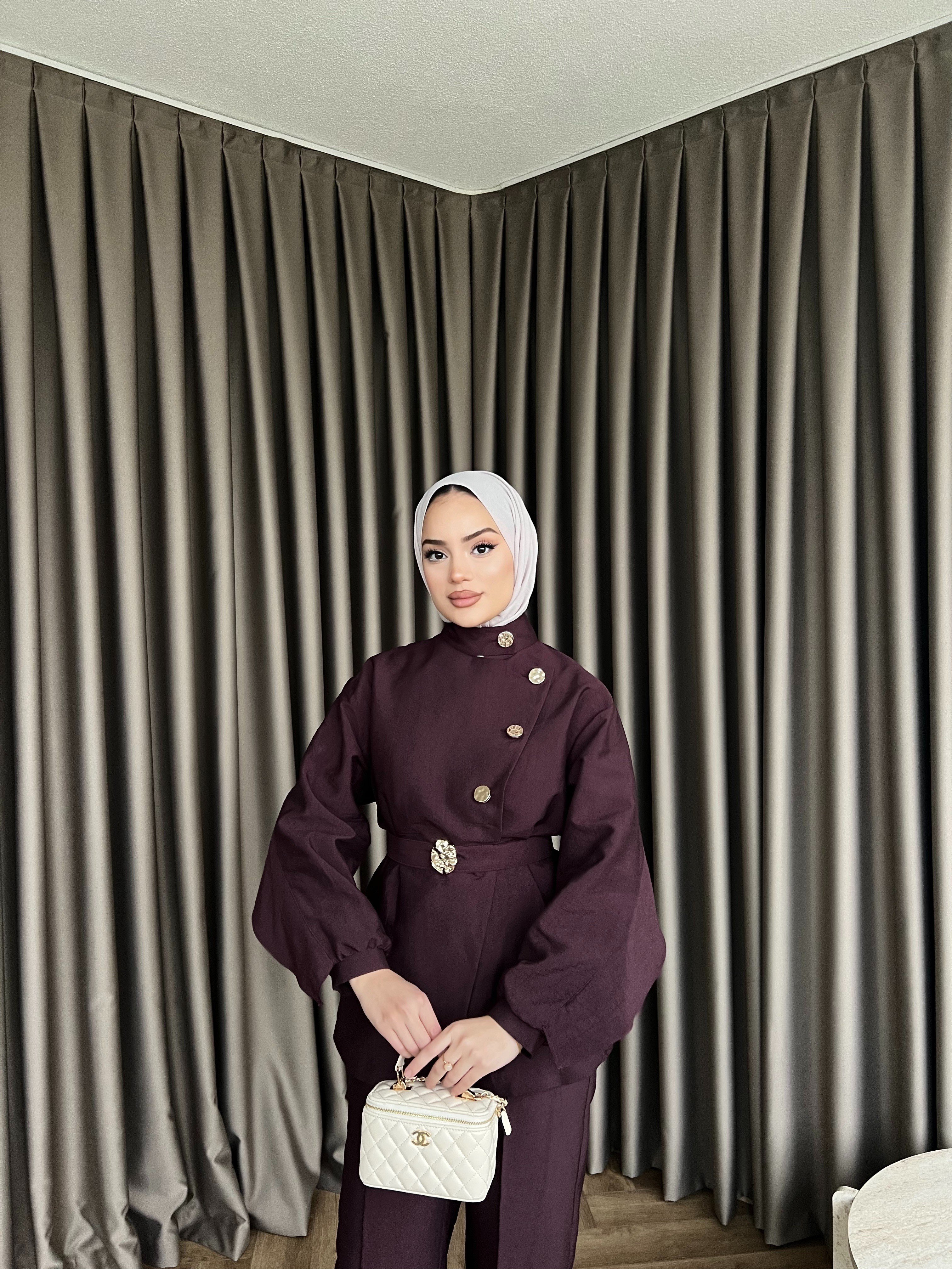 Besla Gold Düğmeli Takım - Bordo