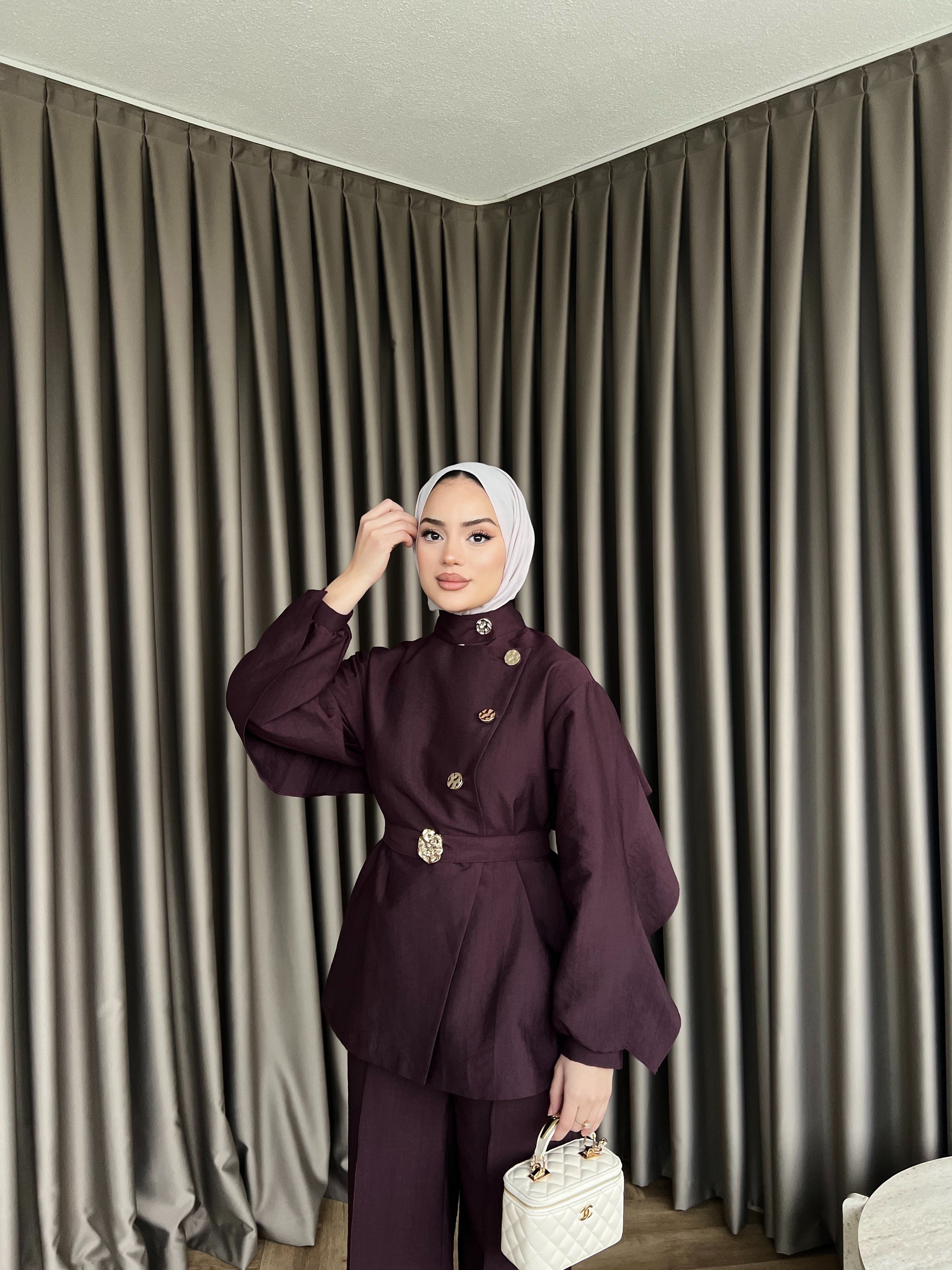 Besla Gold Düğmeli Takım - Bordo