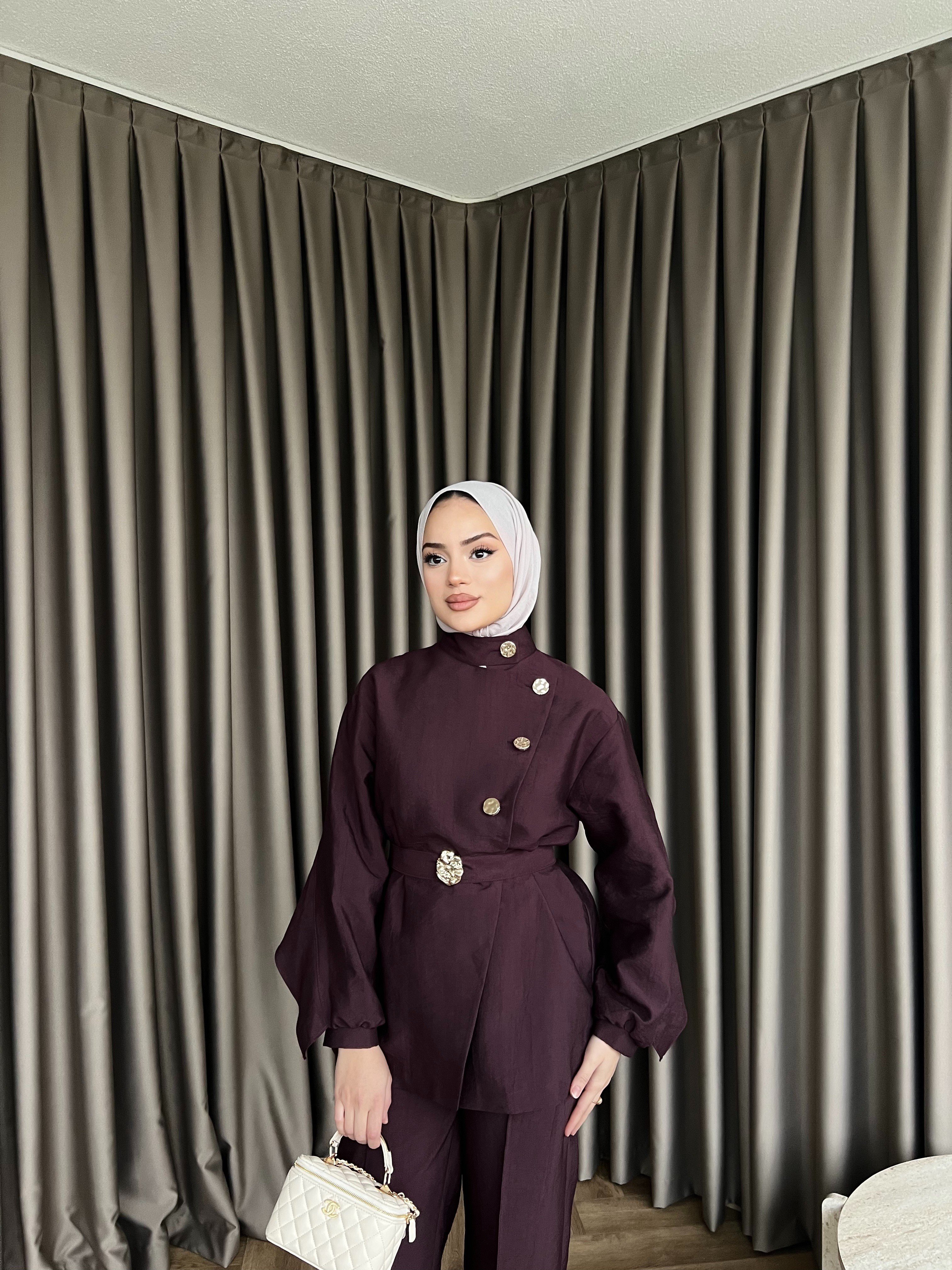 Besla Gold Düğmeli Takım - Bordo