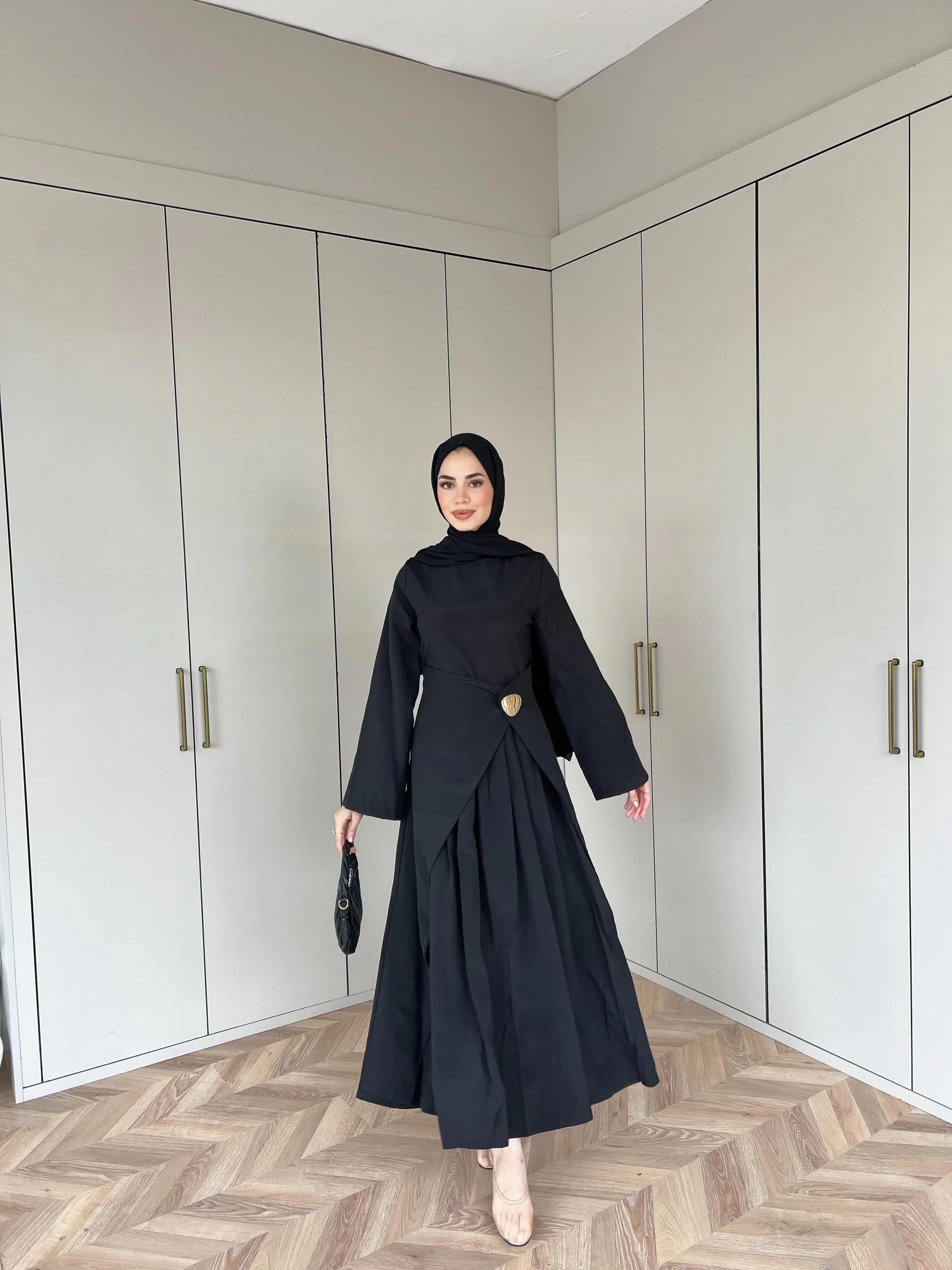 Carla Qupra Piliseli Elbise - Siyah