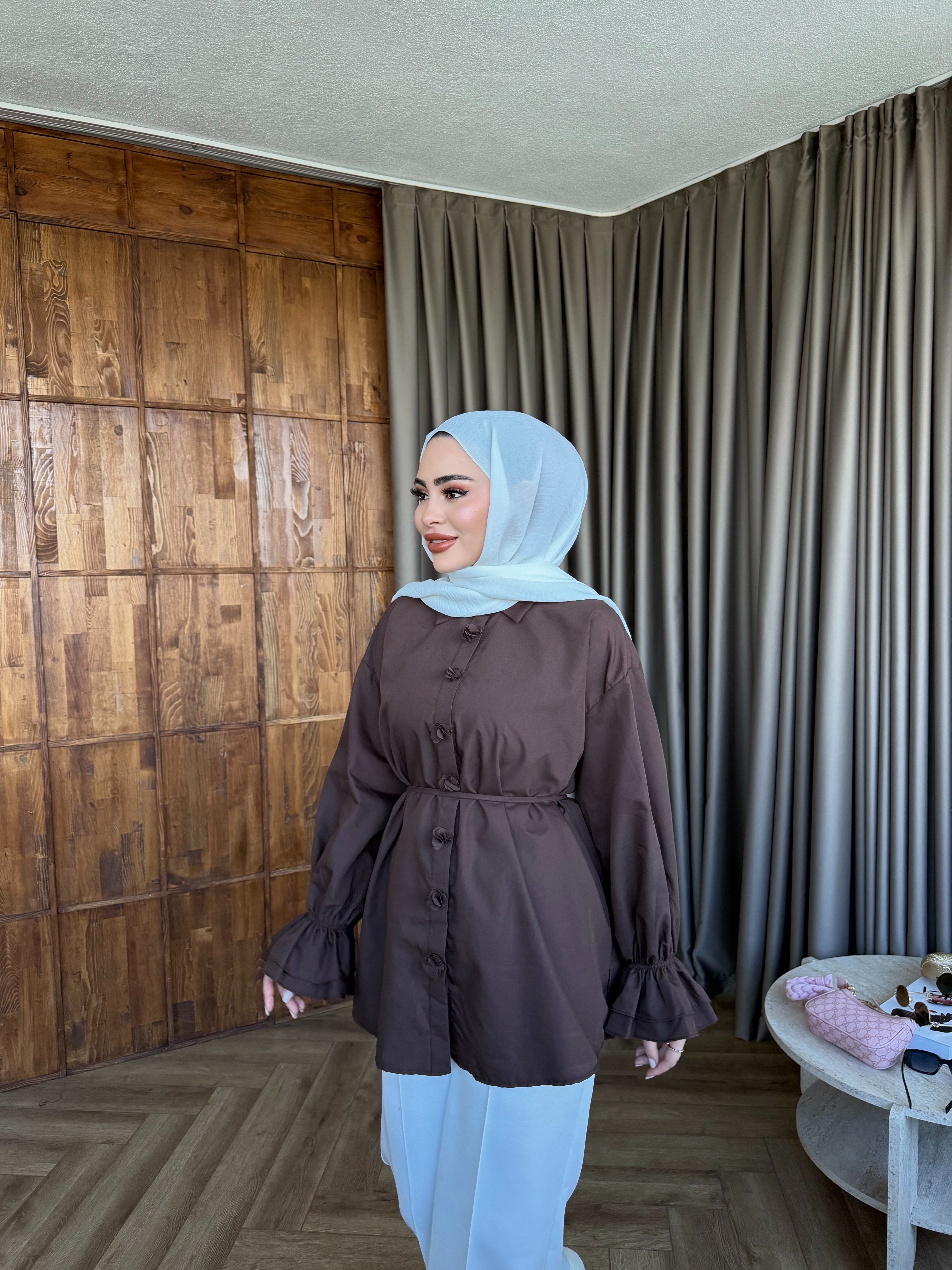 Çiçek Gömlek - Kahve