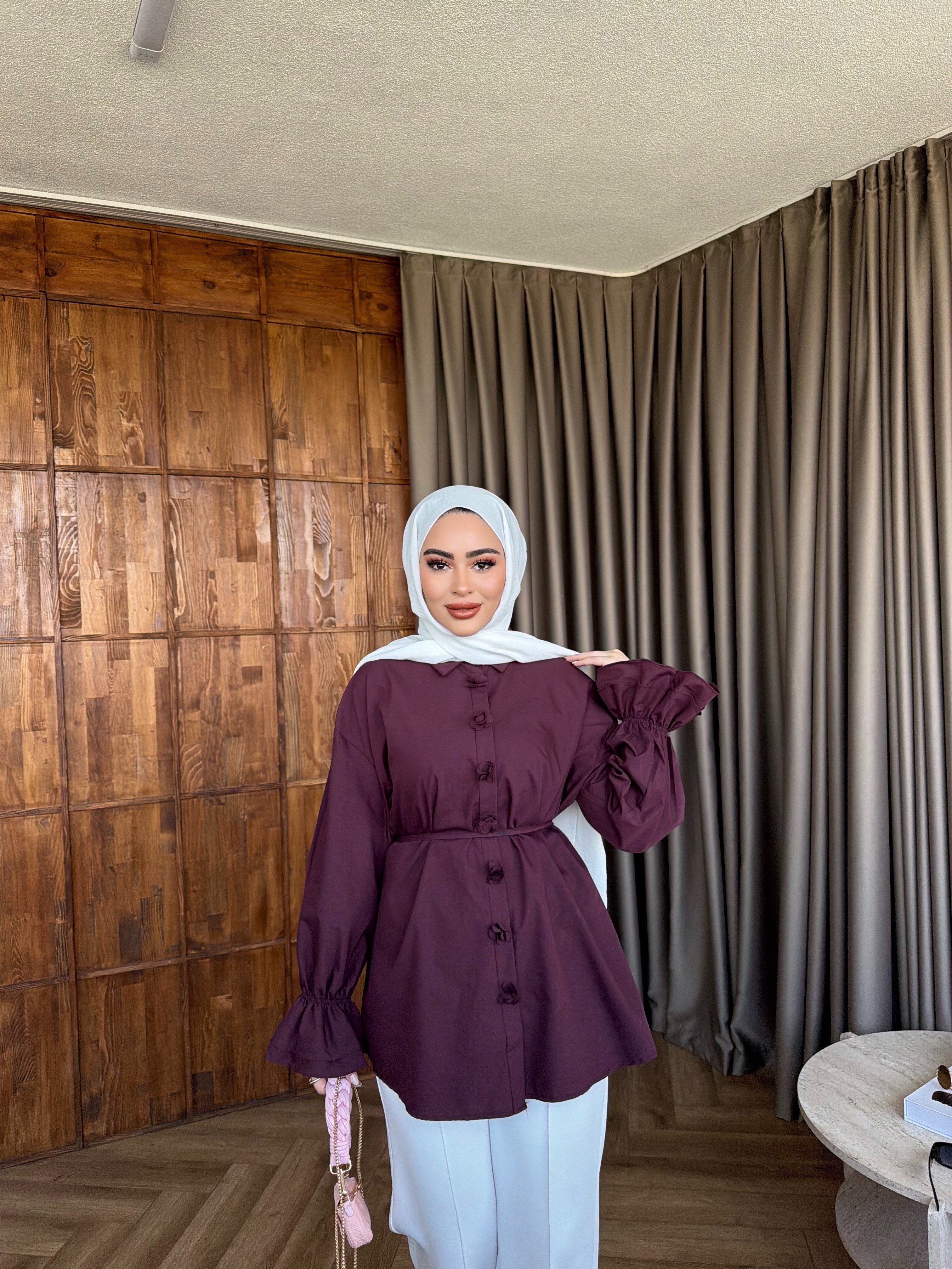 Çiçek Gömlek - Mürdüm