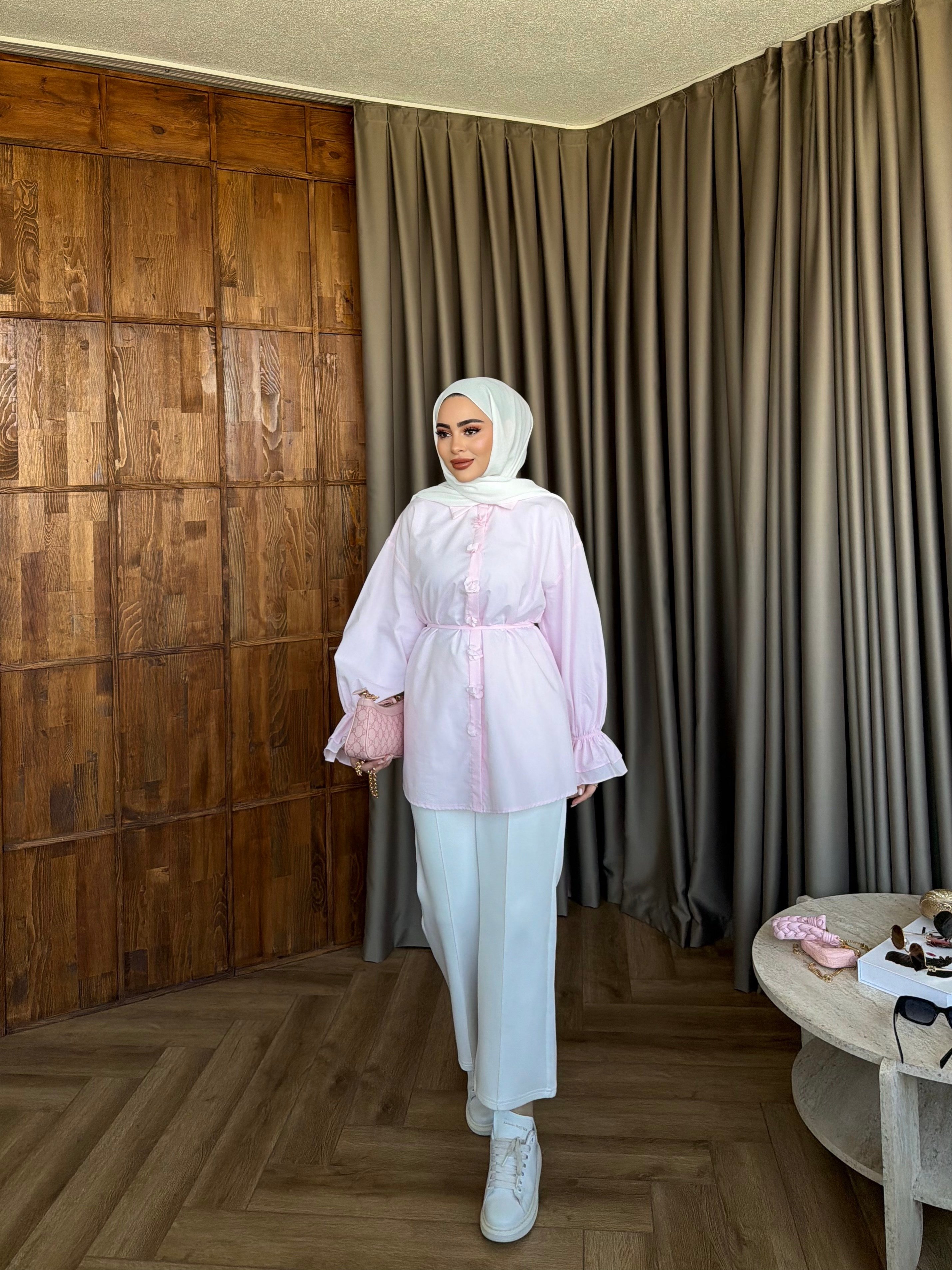 Çiçek Gömlek - Pembe