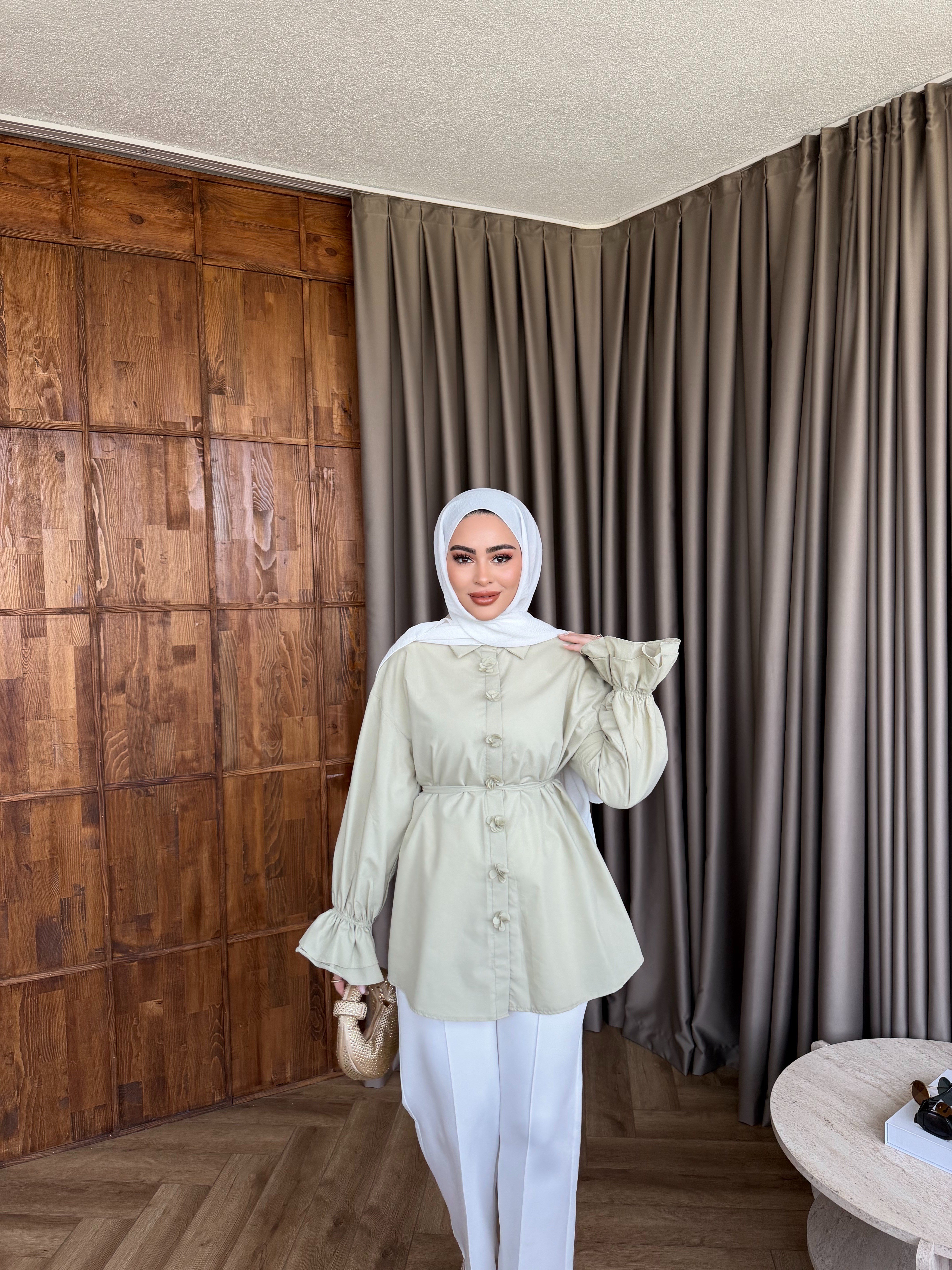 Çiçek Gömlek - Yeşil