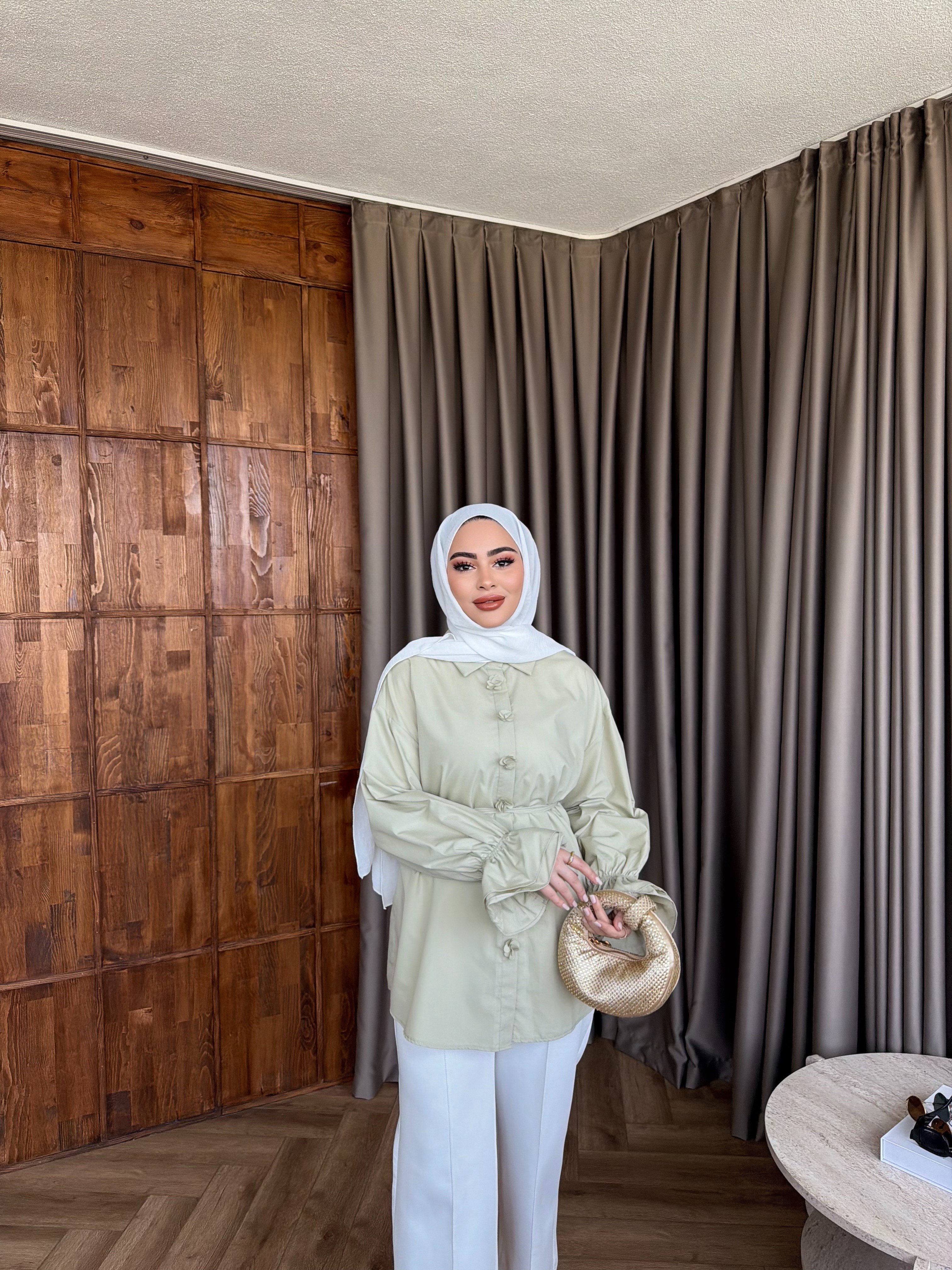 Çiçek Gömlek - Yeşil