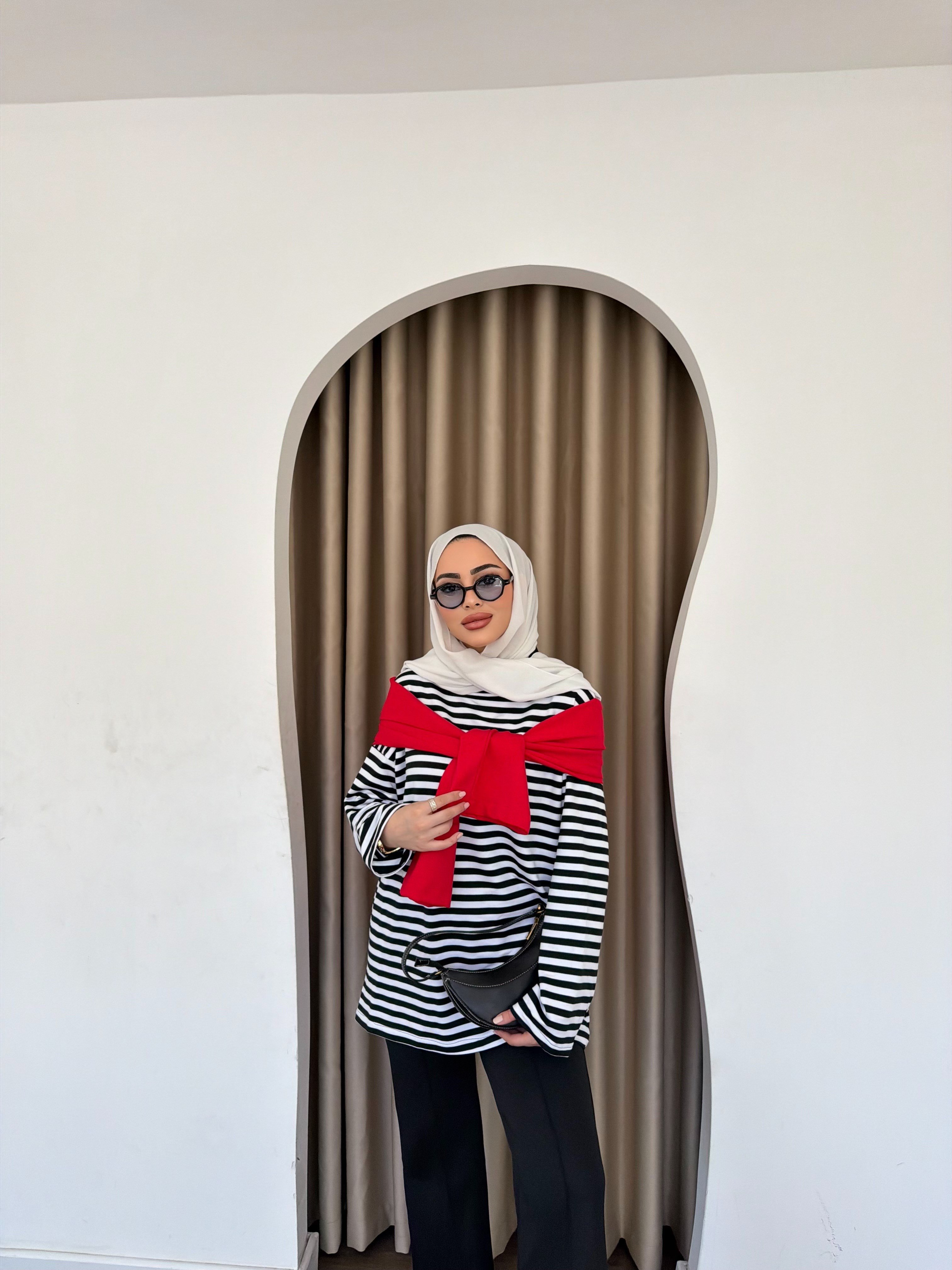 Çizgili Sweat - Siyah