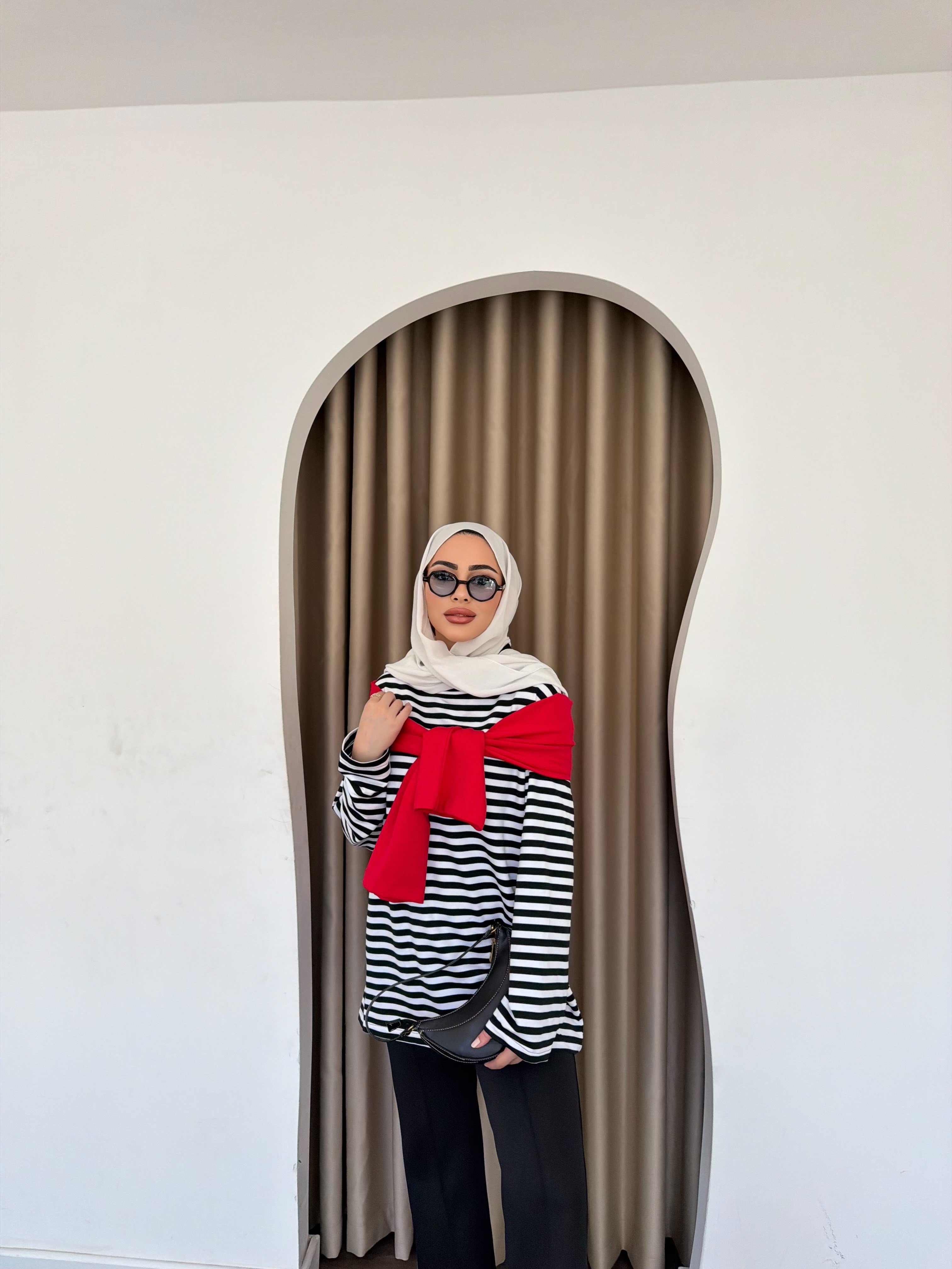 Çizgili Sweat - Siyah