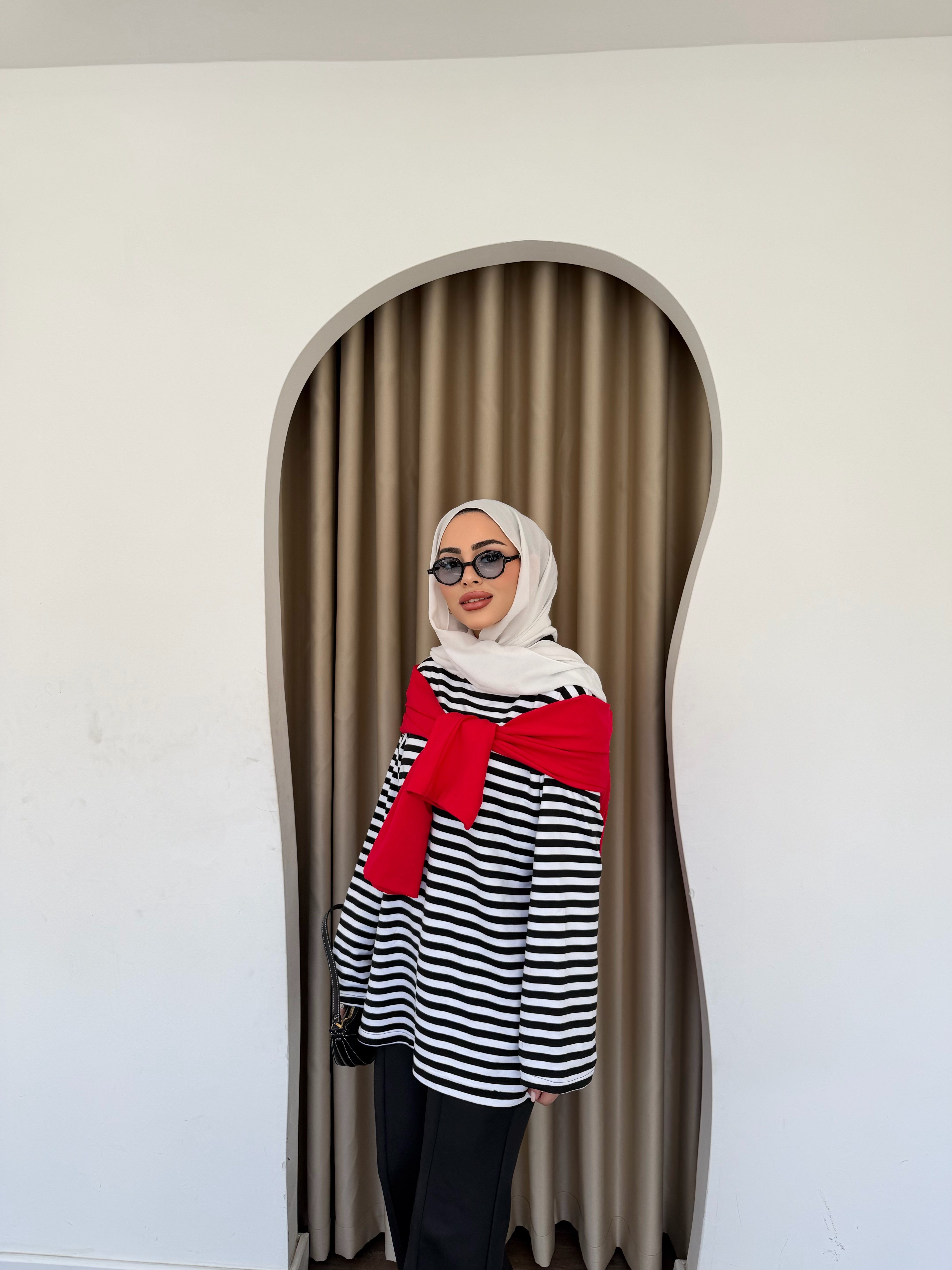 Çizgili Sweat - Siyah