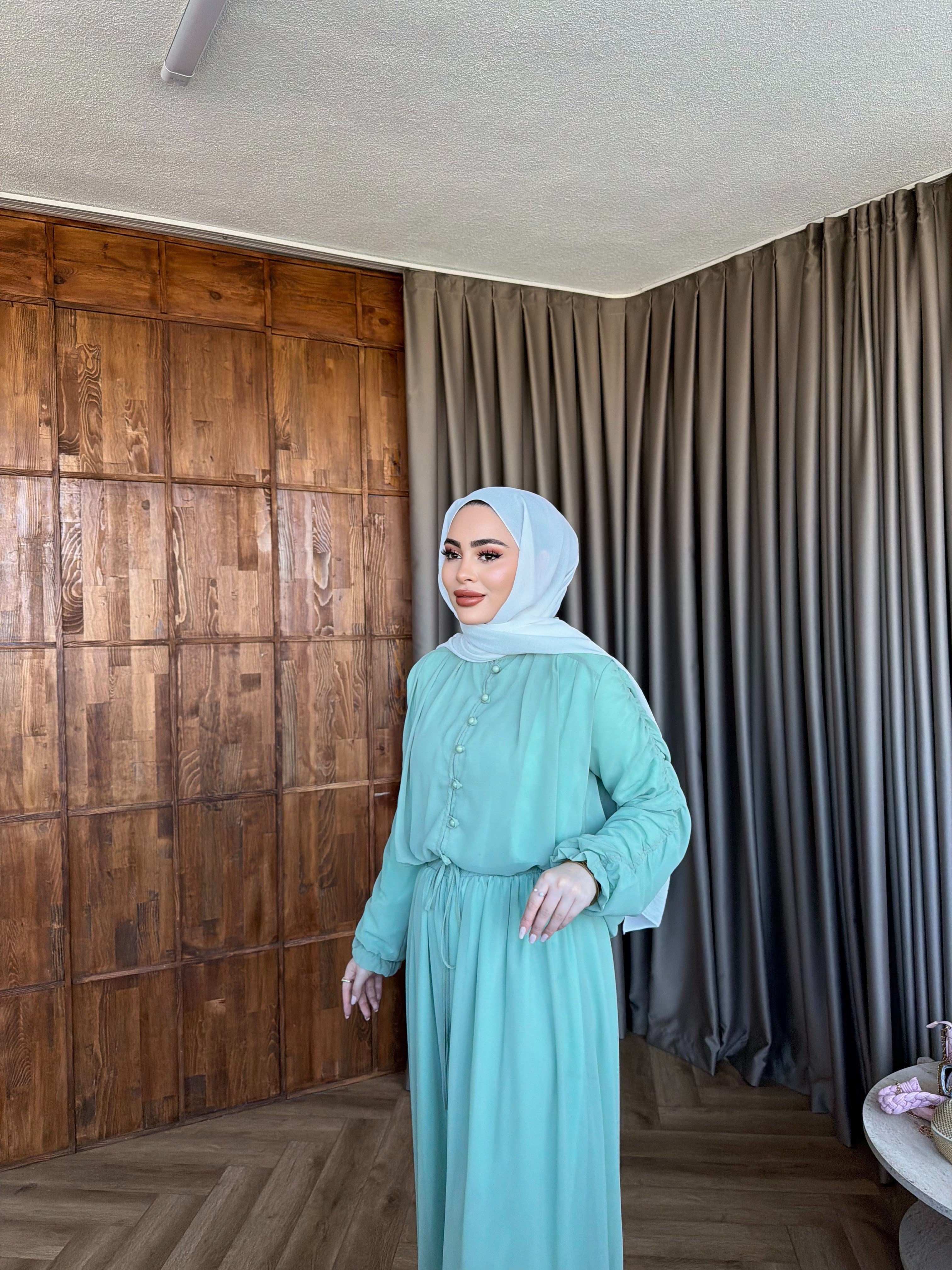 Danla Düğmeli Takım - Çağla