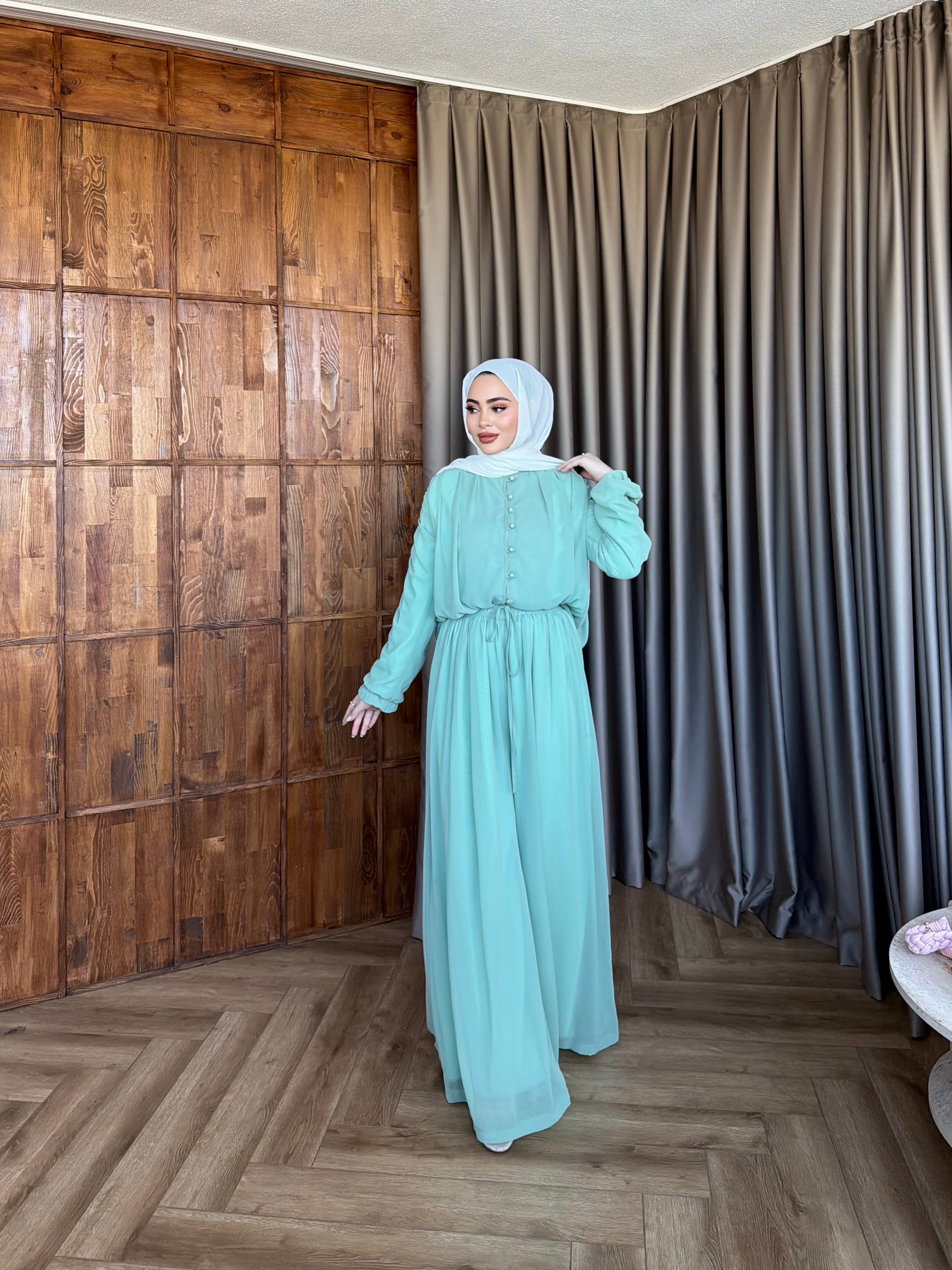 Danla Düğmeli Takım - Çağla