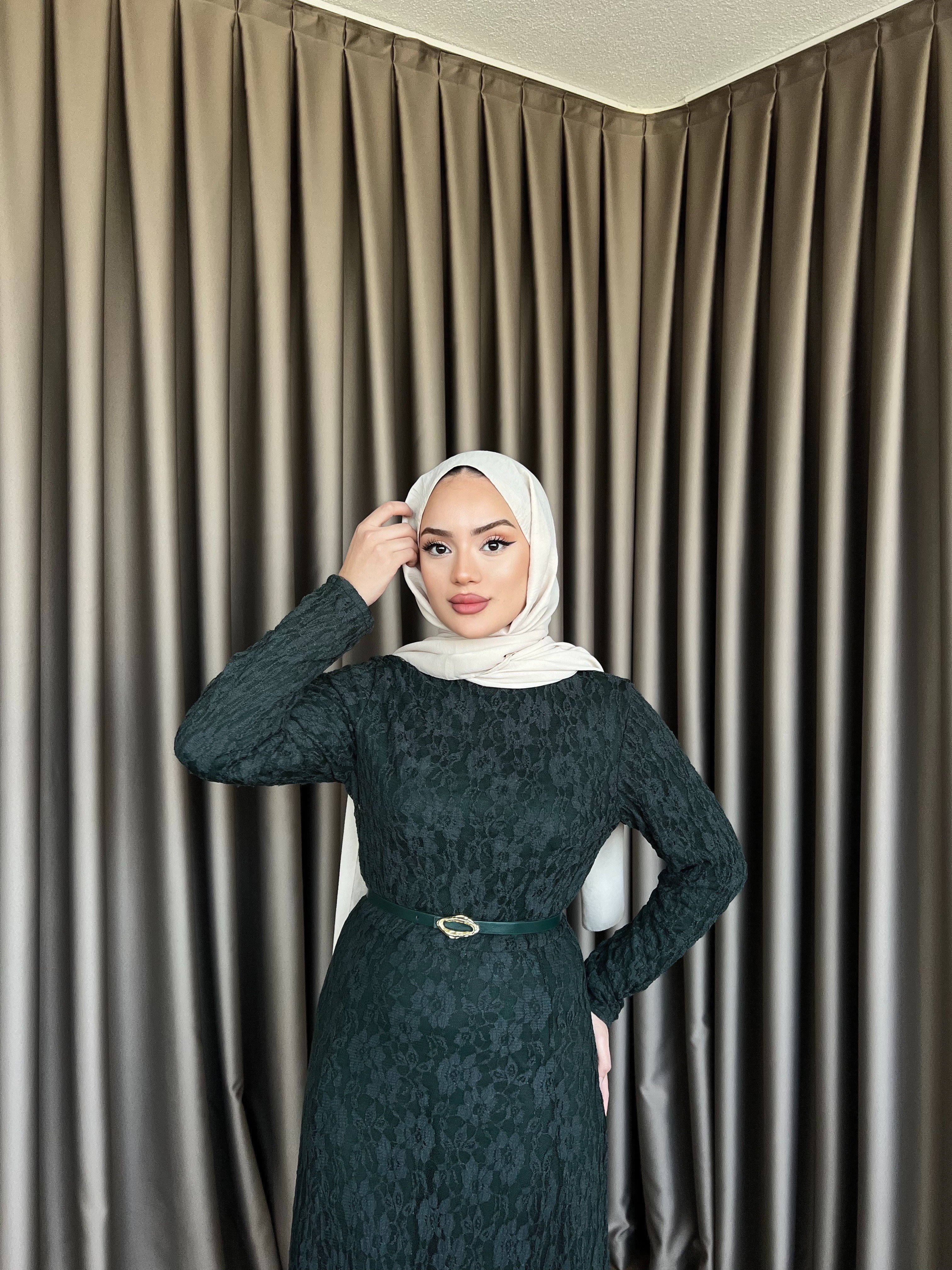 Dantelli Elbise - Yeşil 