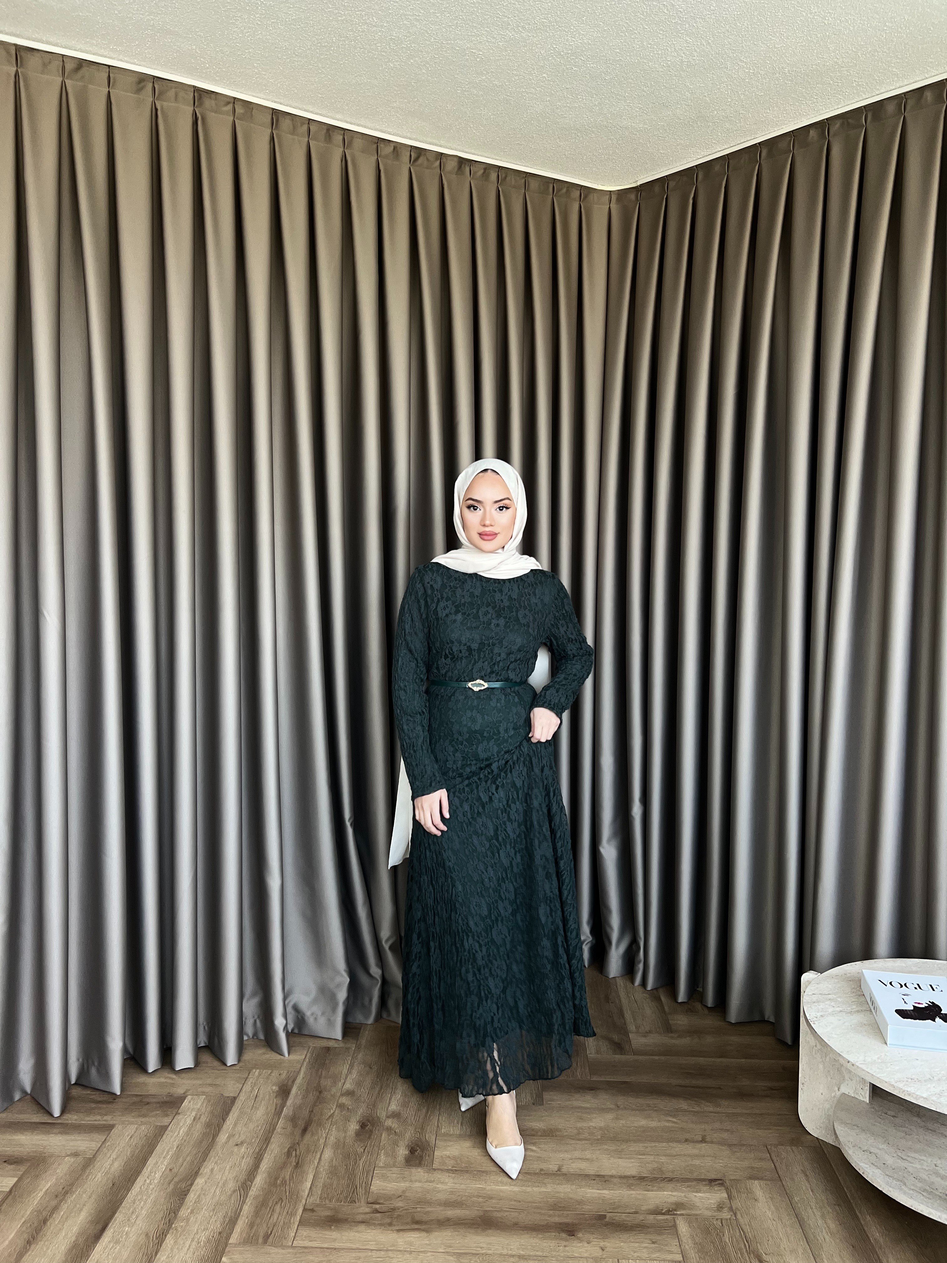 Dantelli Elbise - Yeşil 