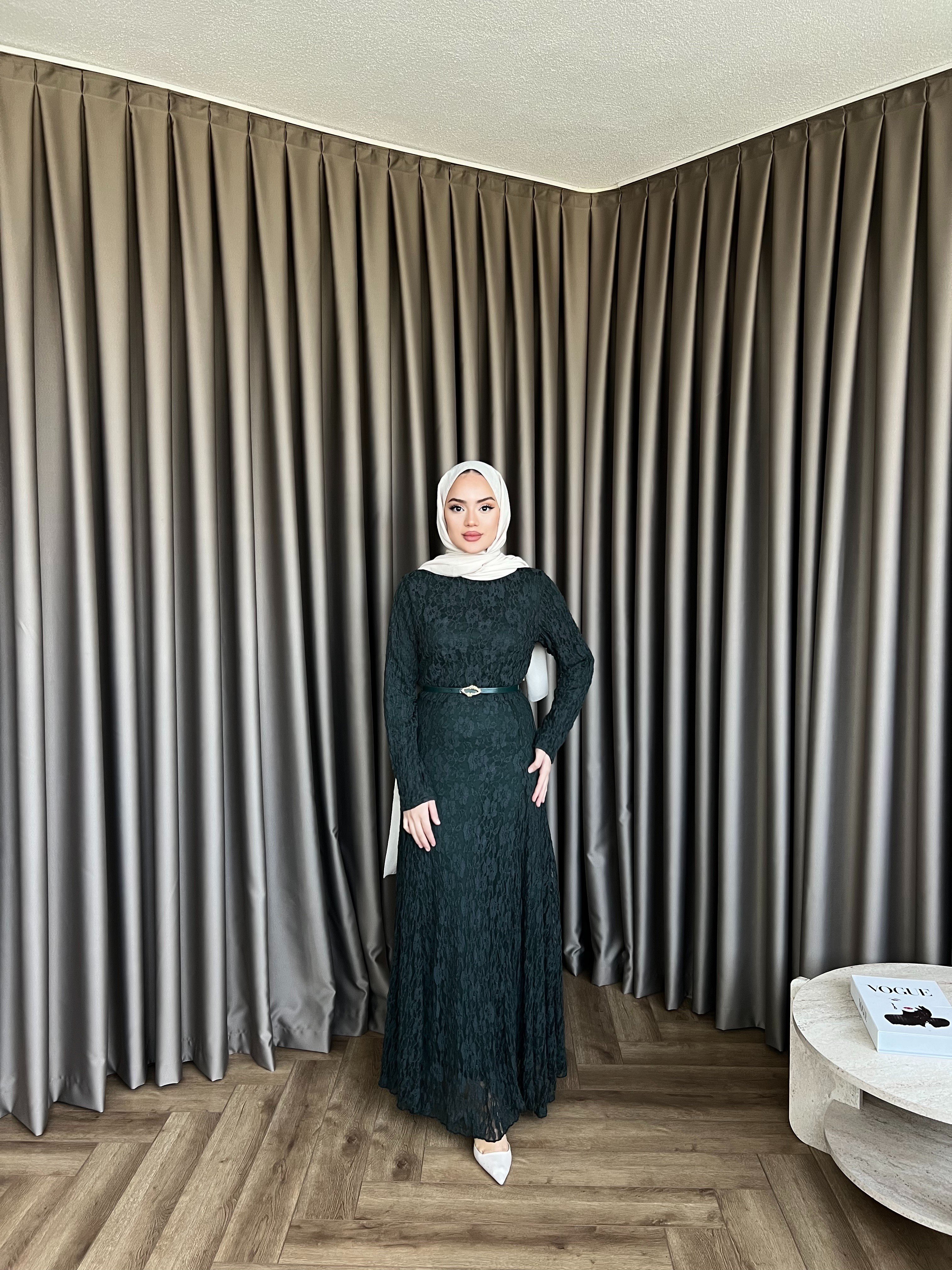 Dantelli Elbise - Yeşil 