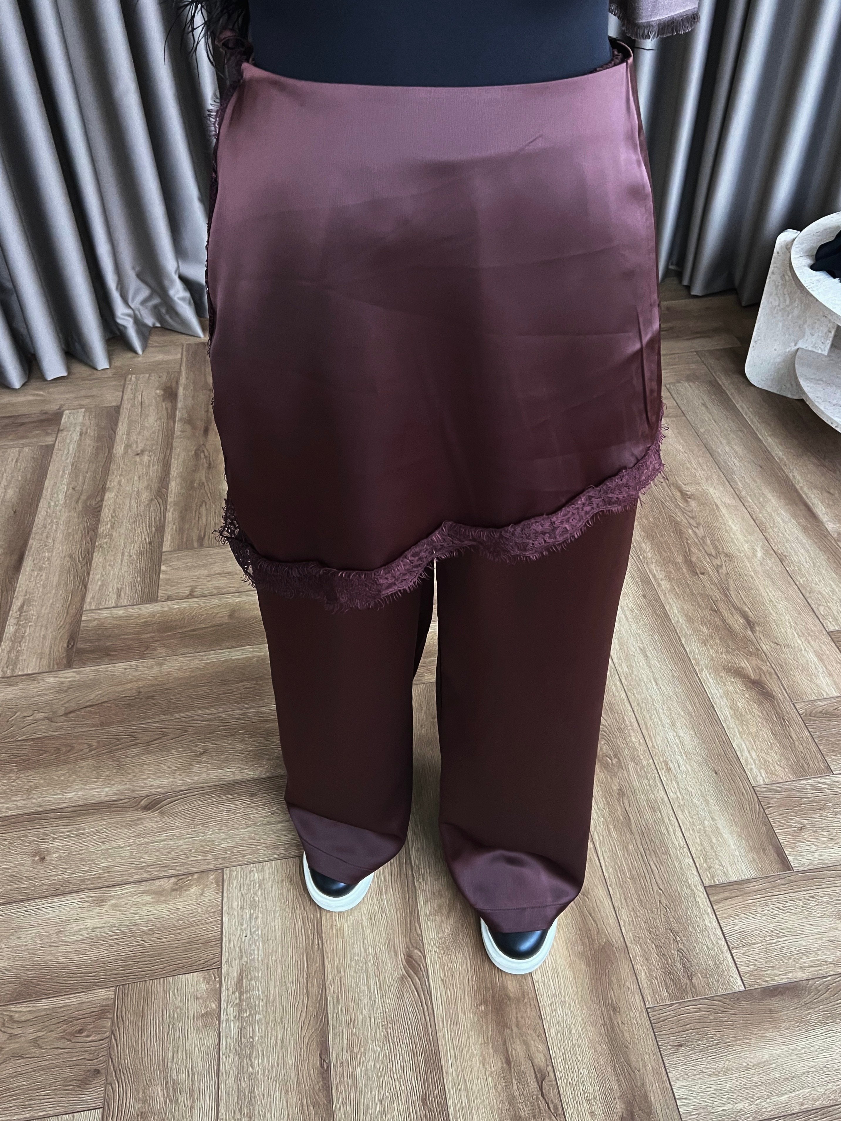 Dantelli Pantolon - Kahve