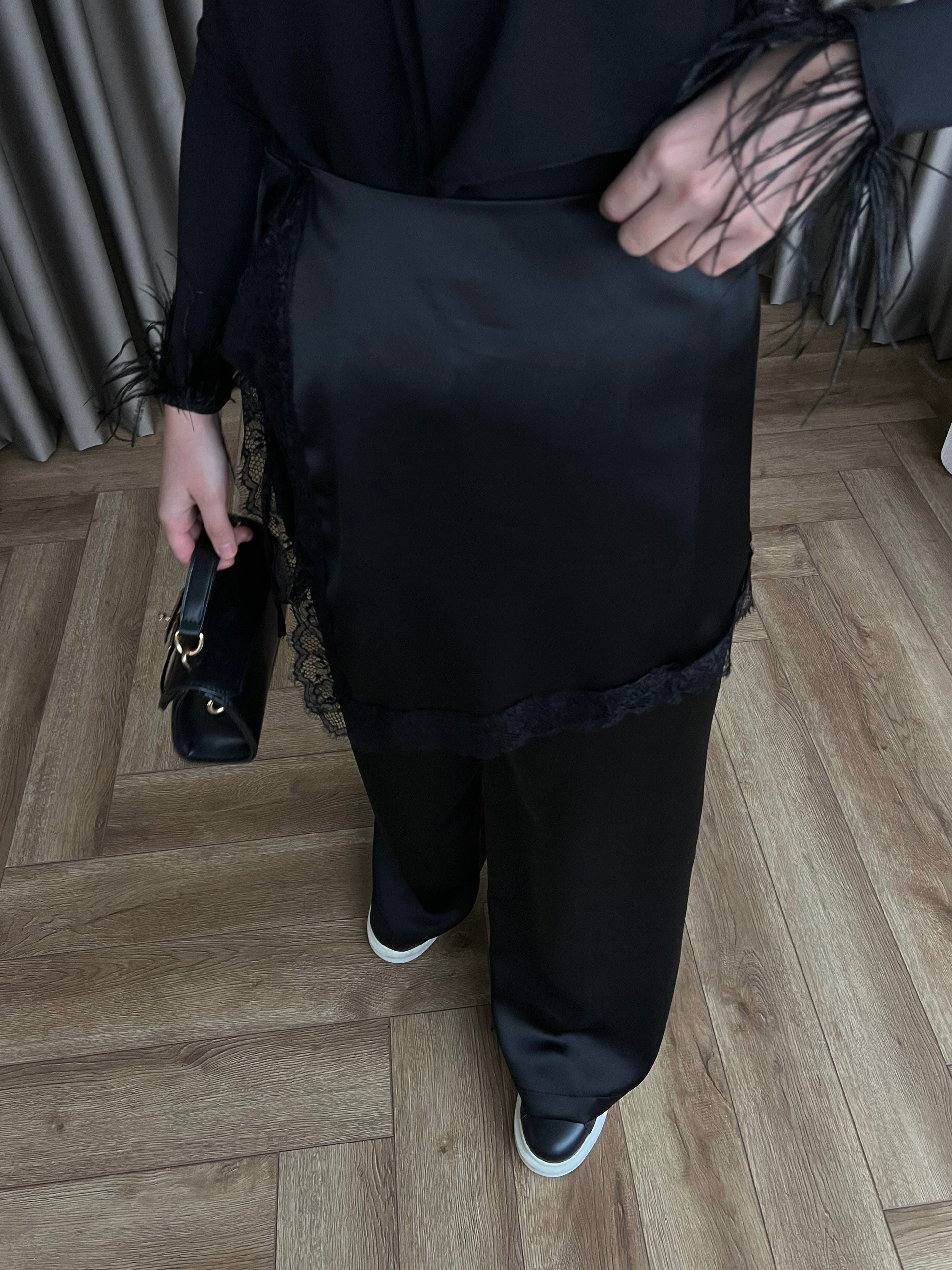 Dantelli Pantolon - Siyah