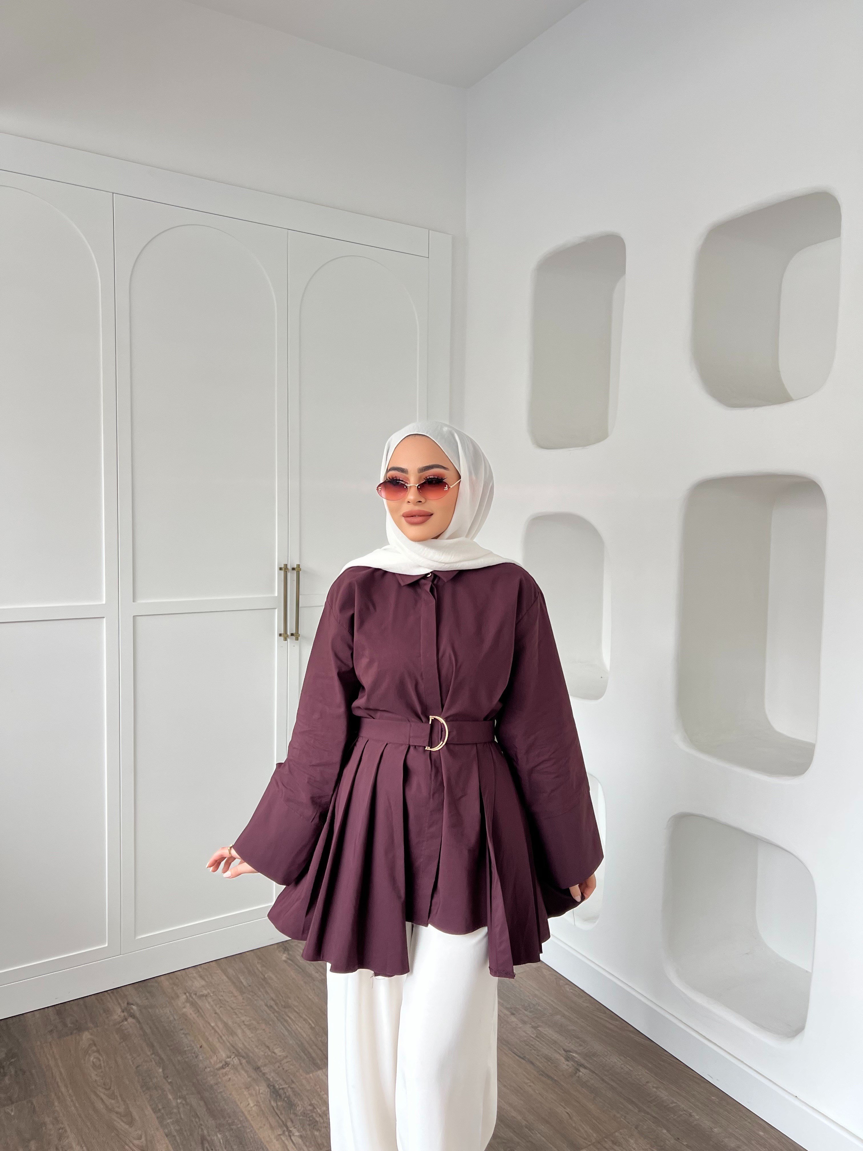 Darla Piliseli Gömlek - Mürdüm