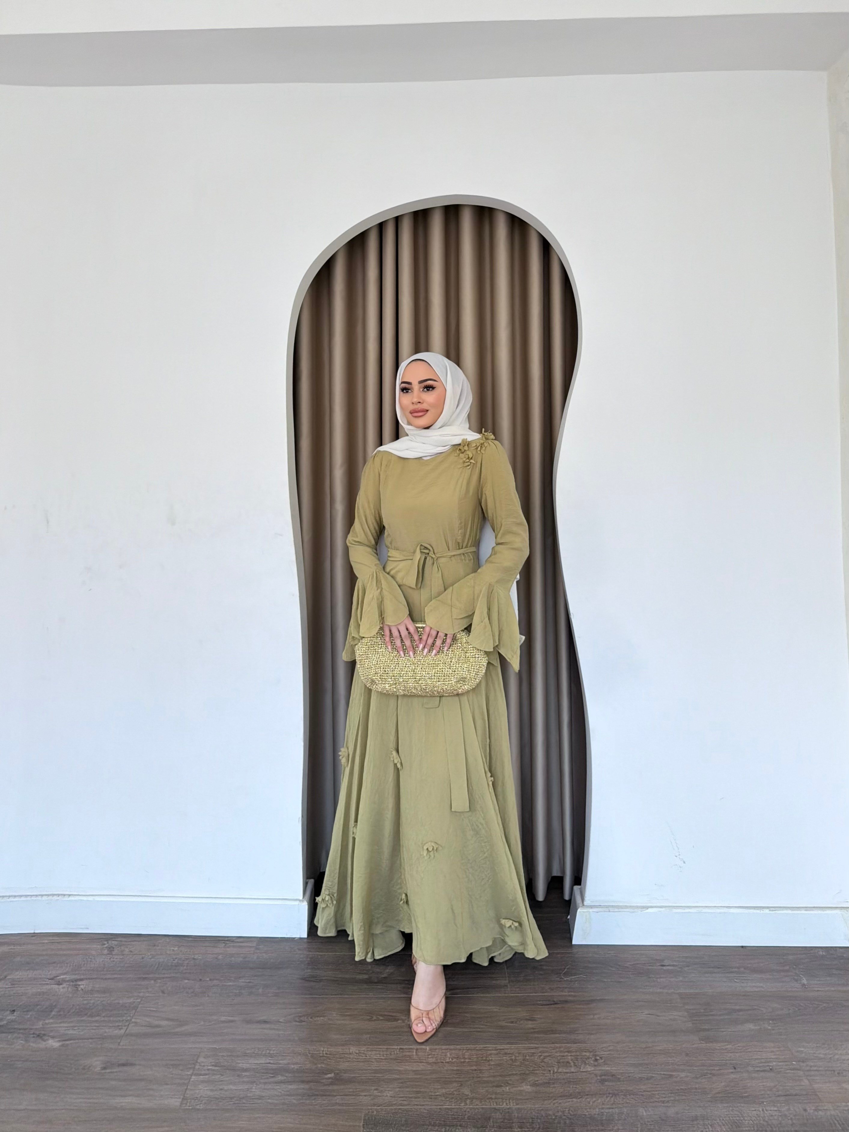 Defne Patpatya Elbise - Yeşil