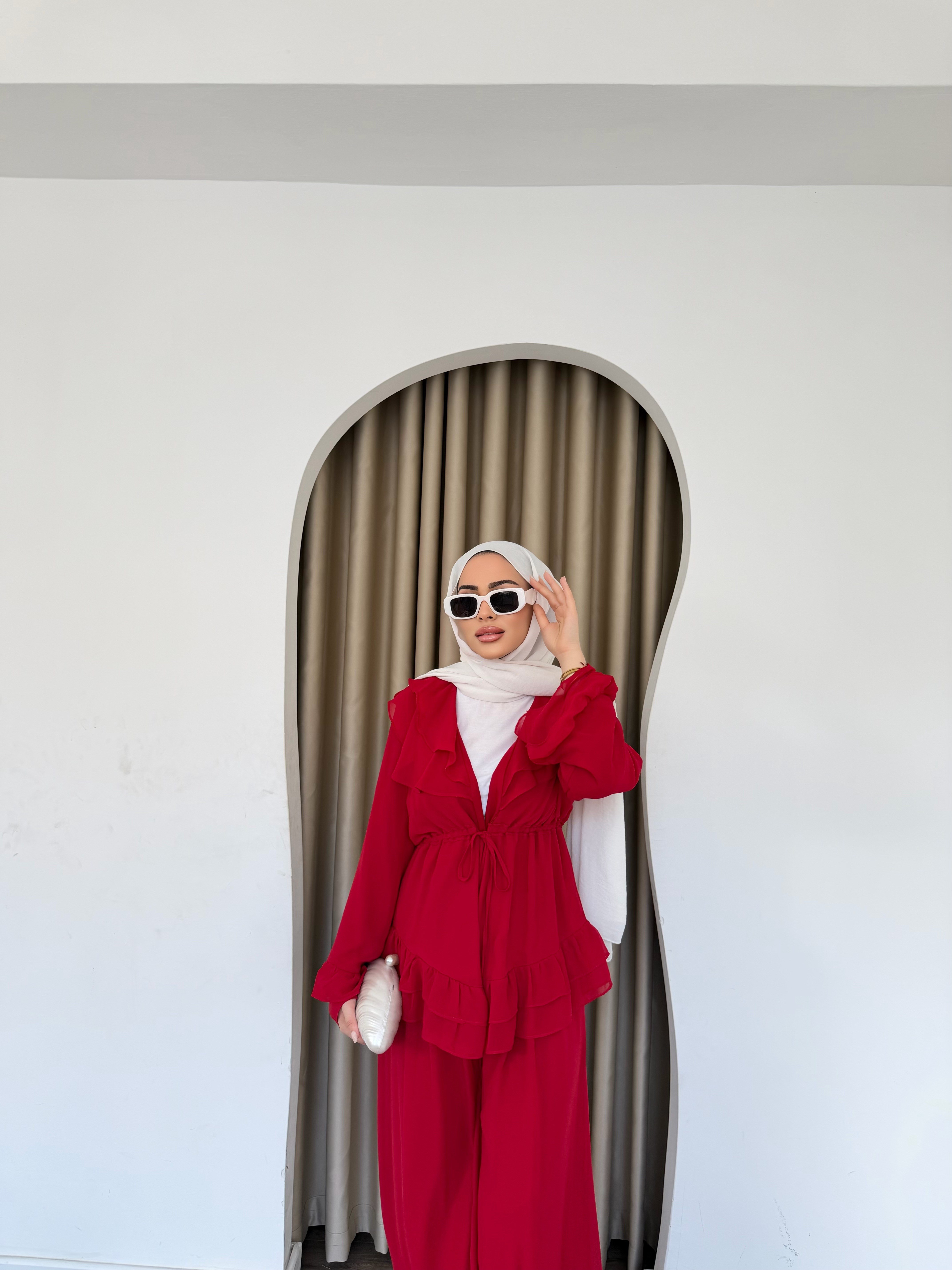 Deva Şifon Takım - Kırmızı