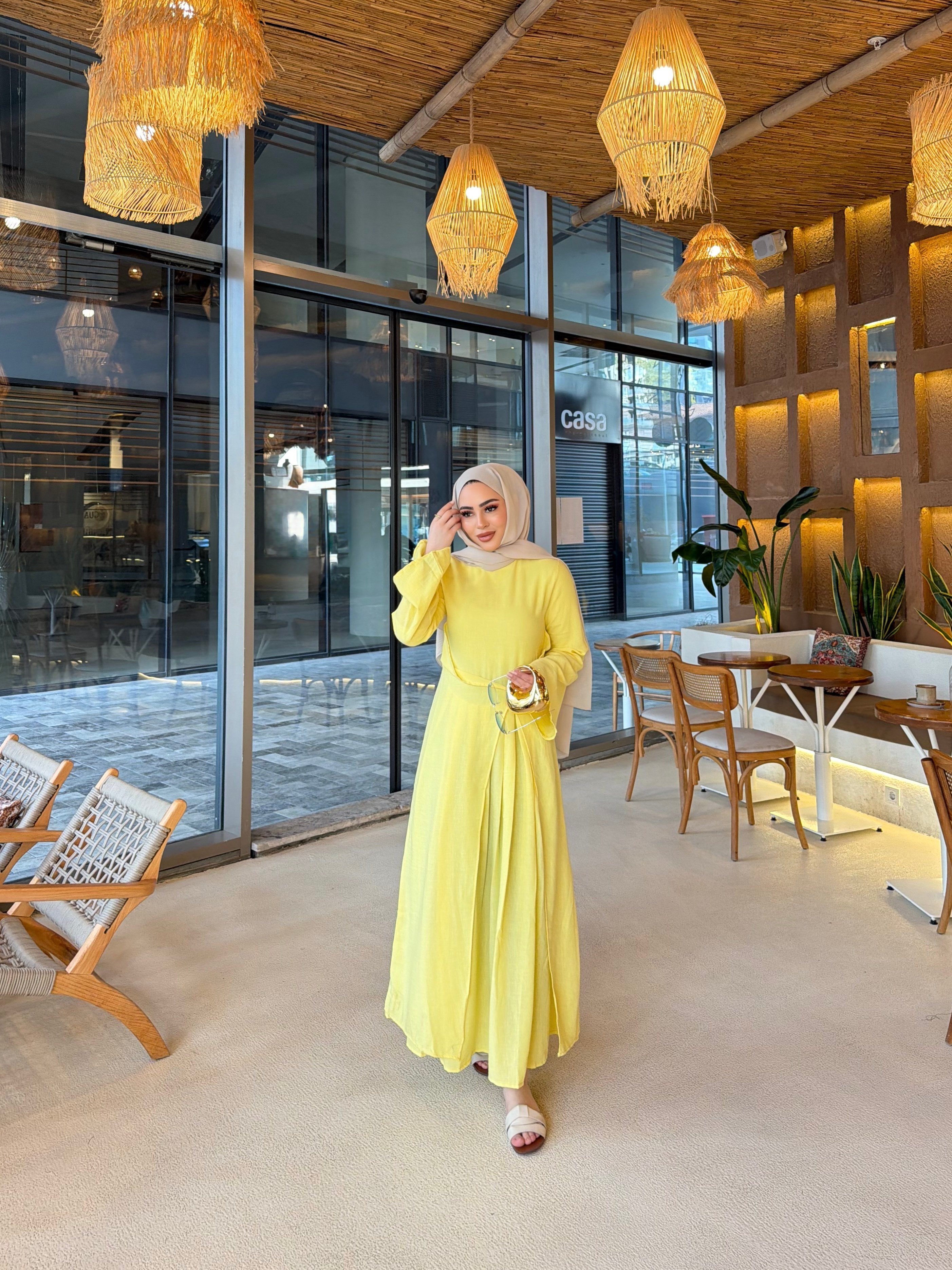 Dora Müslin Elbise - Sarı
