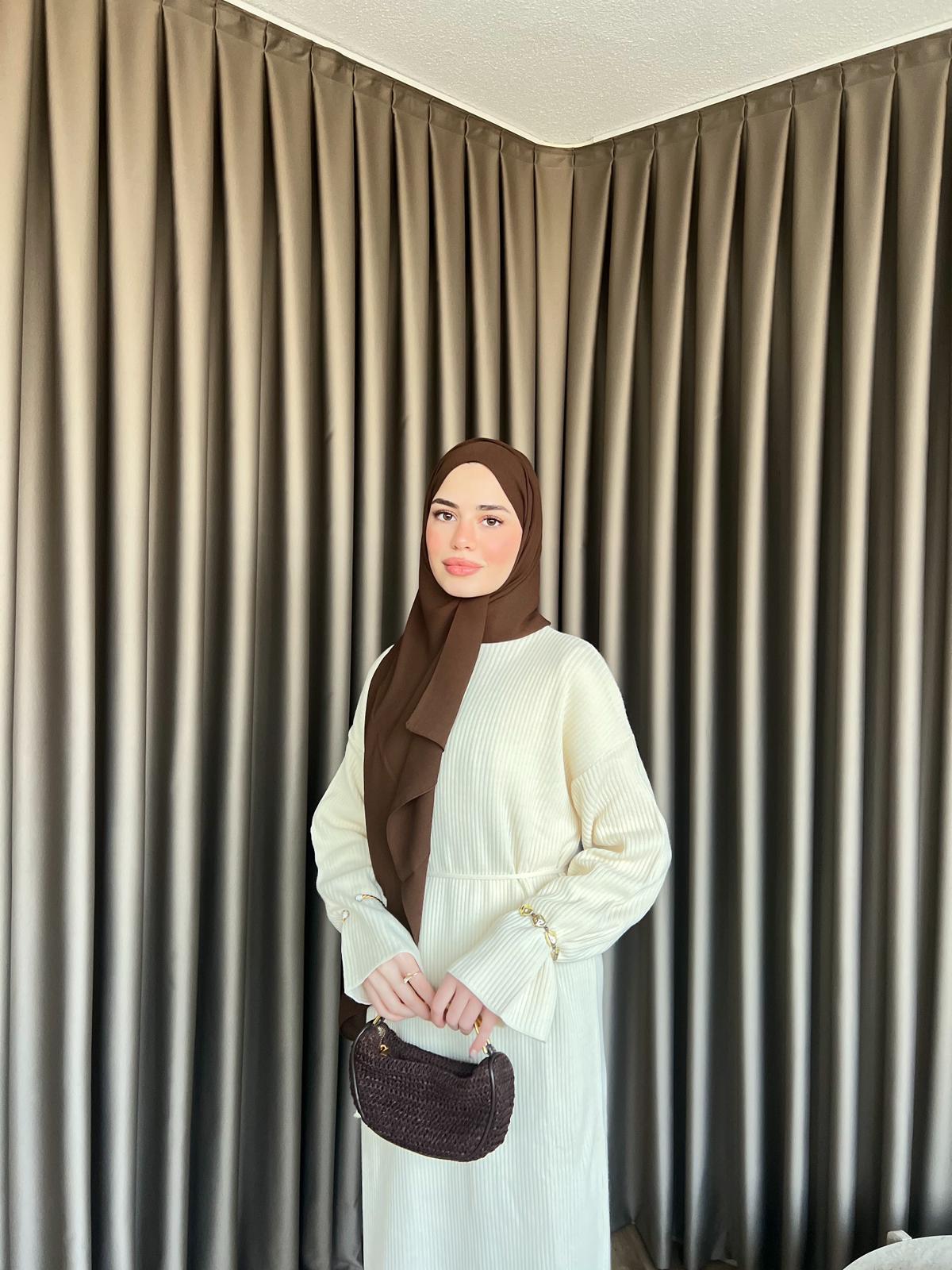 Dora Triko Elbise Ekru 