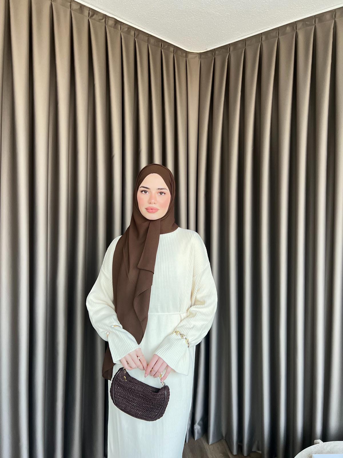 Dora Triko Elbise Ekru 