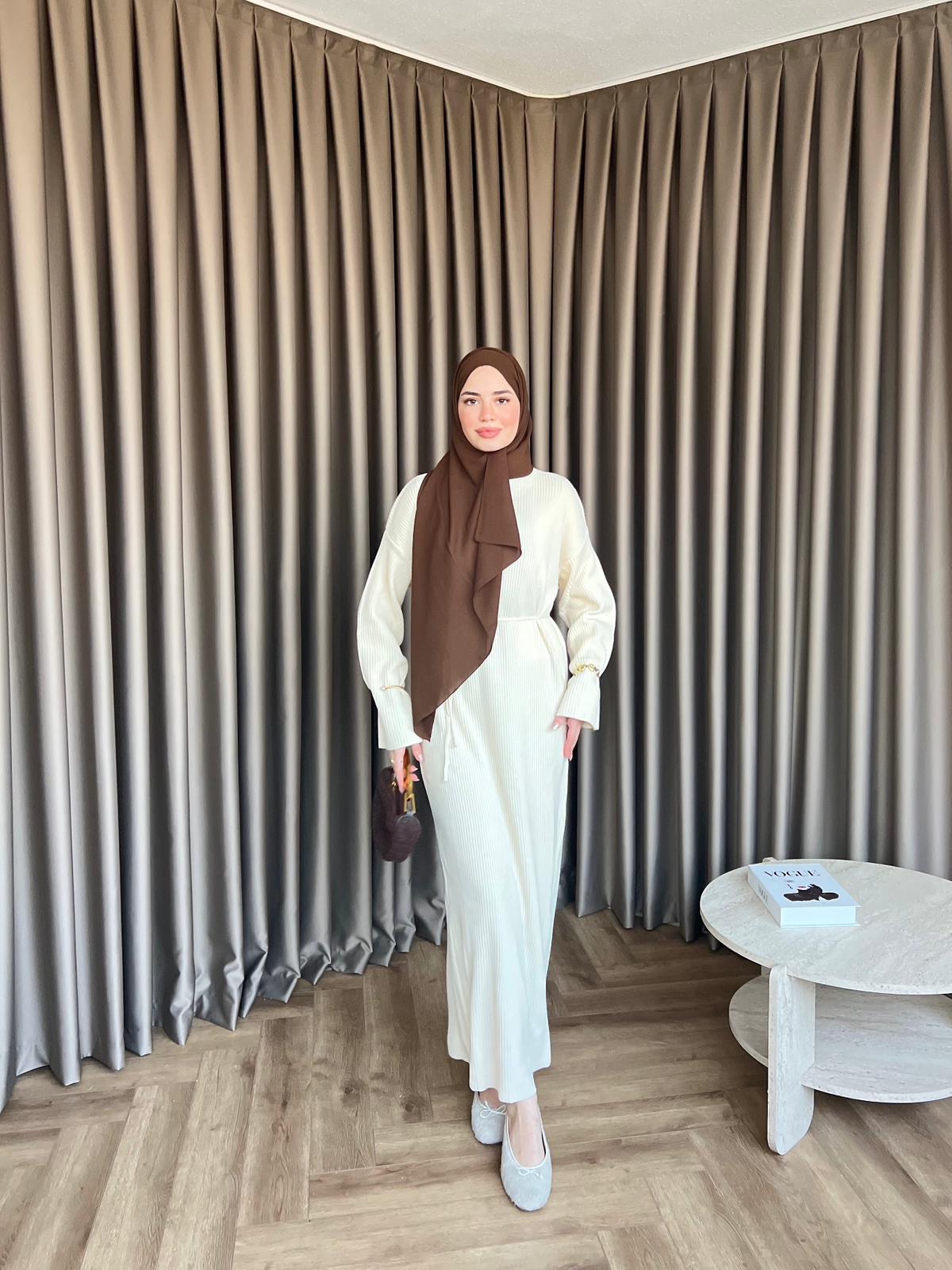 Dora Triko Elbise Ekru 