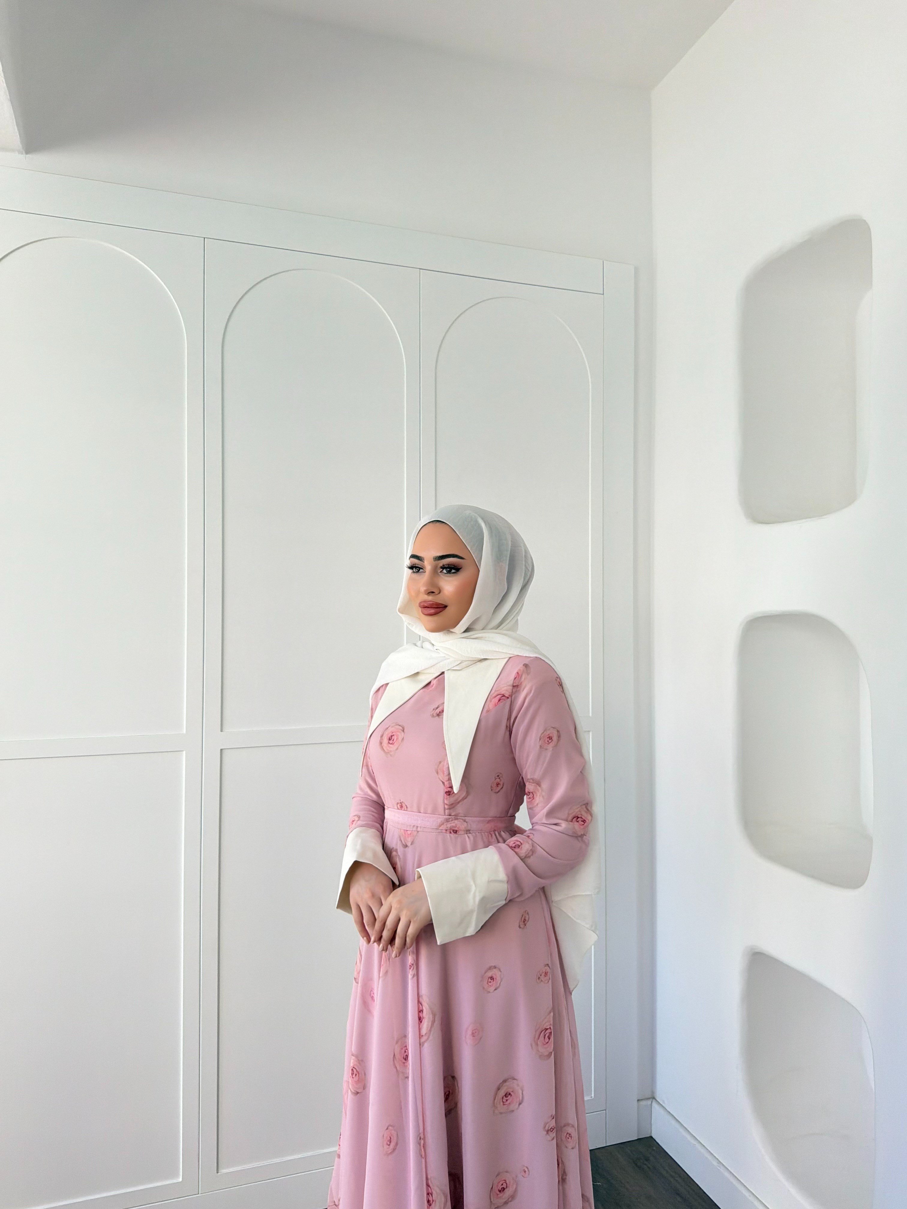 Dum Yaka Detay Elbise - Pembe