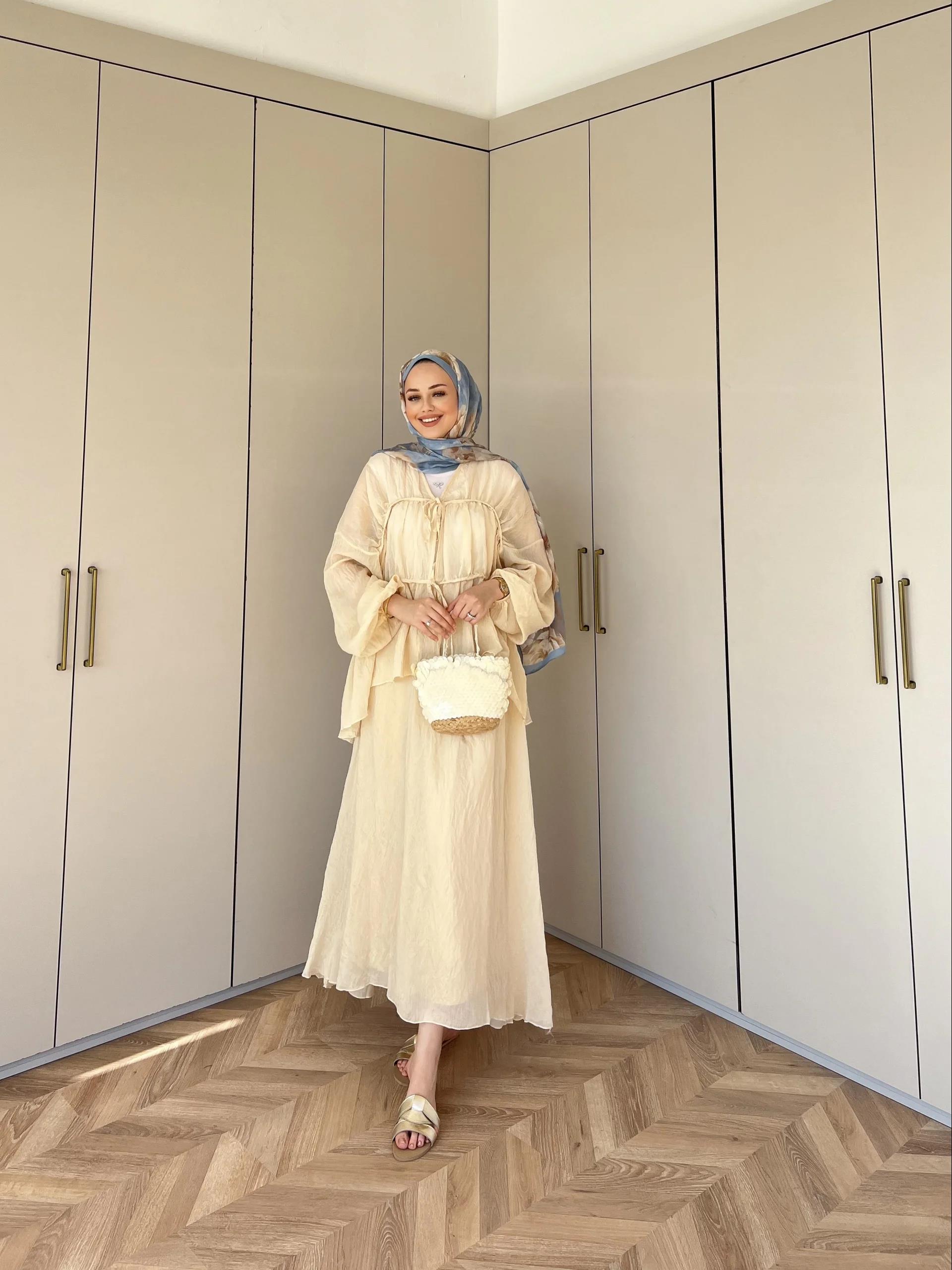 Eda Şifon Etekli Takım - Bej
