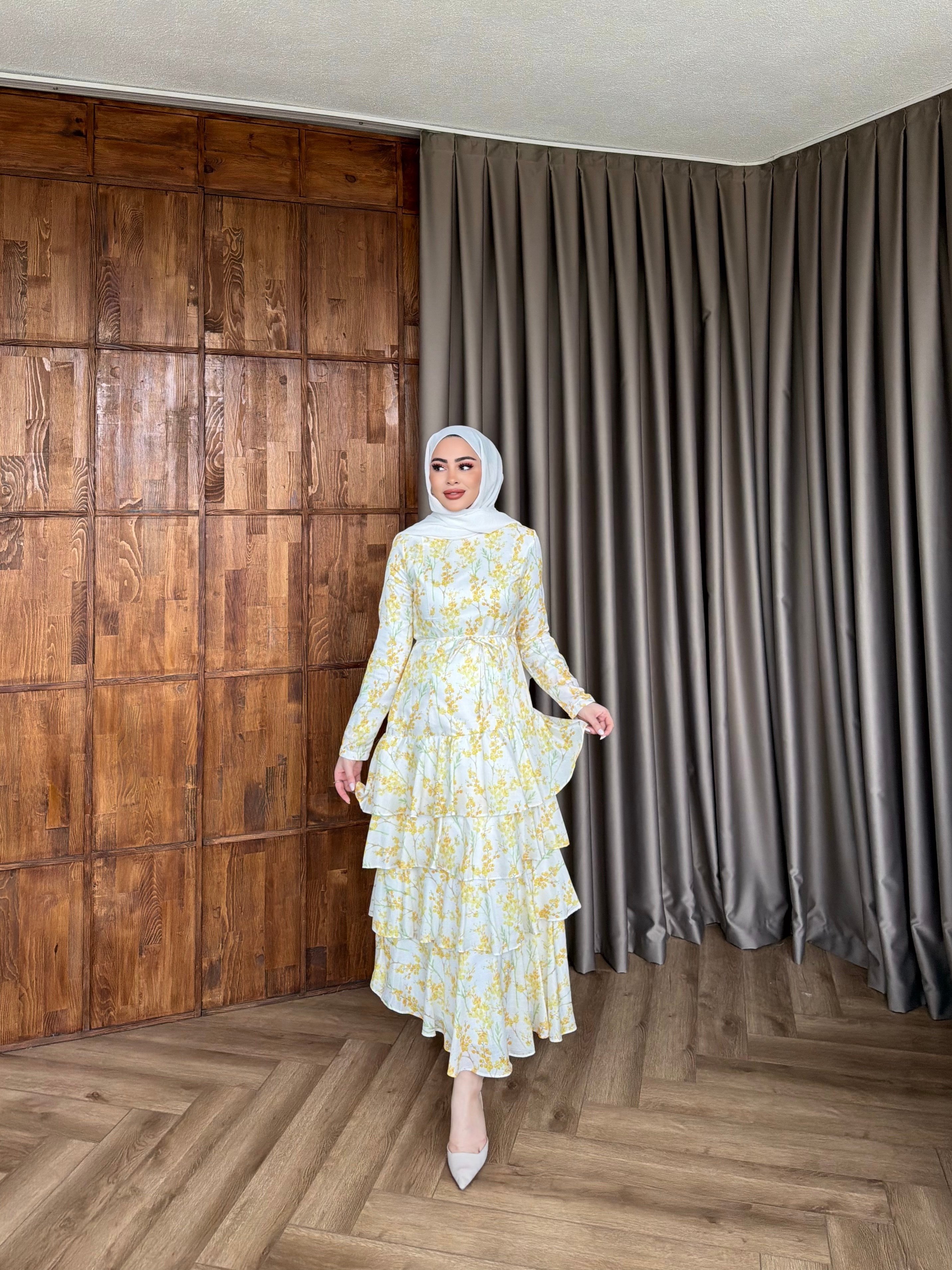 Ekim Çiçek Elbise - Sarı