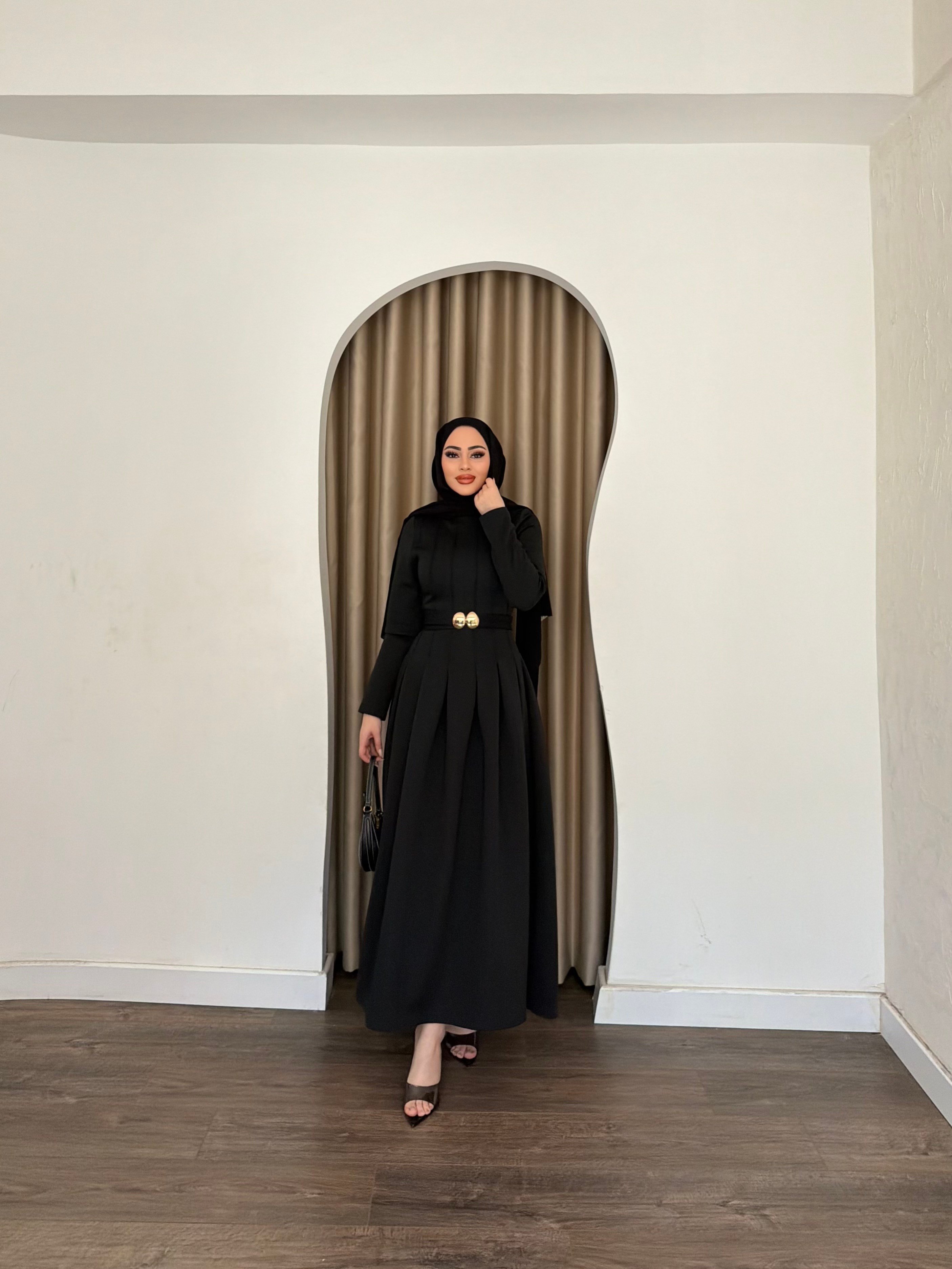 Ella Scuba Elbise - Siyah
