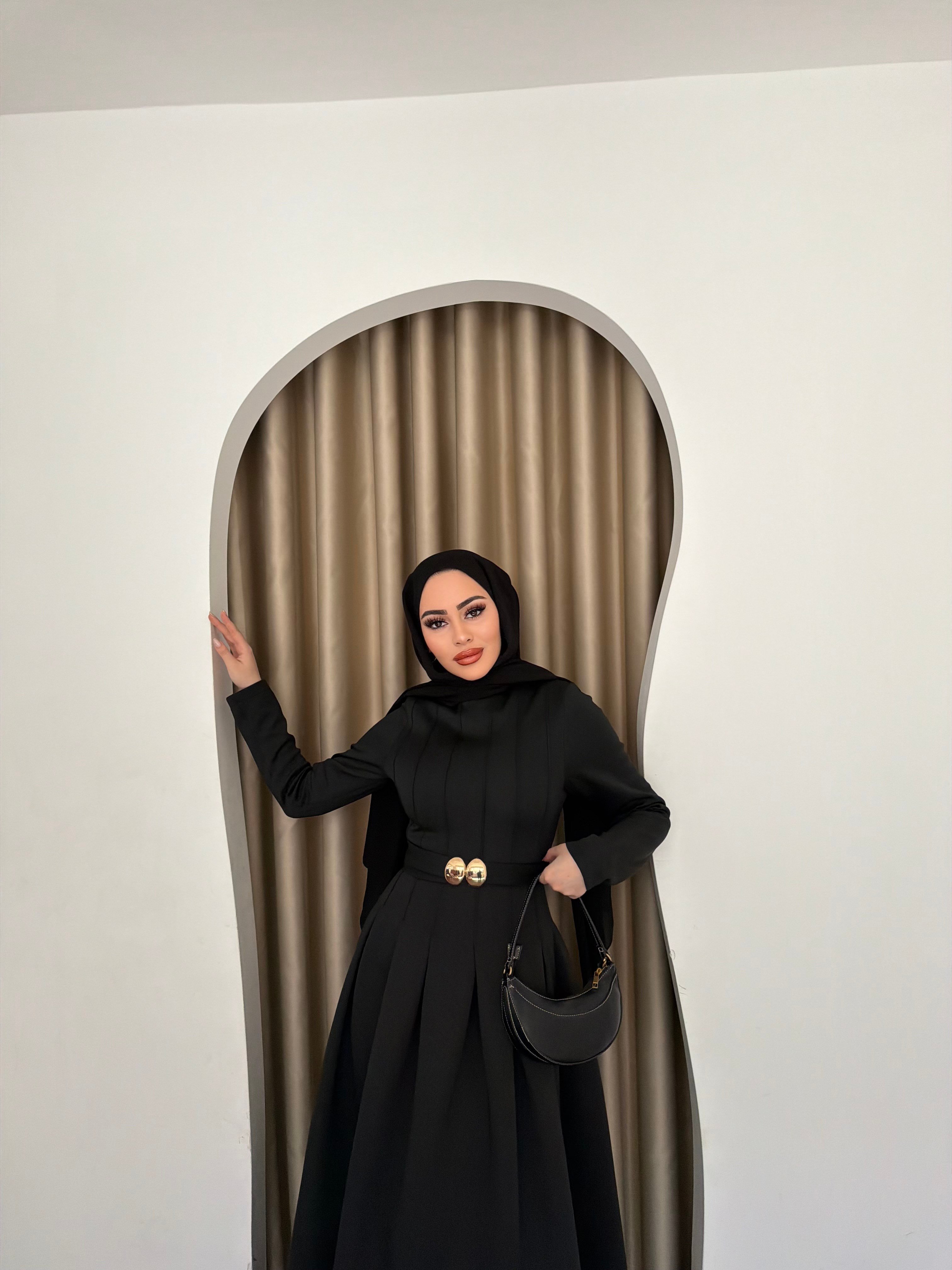 Ella Scuba Elbise - Siyah