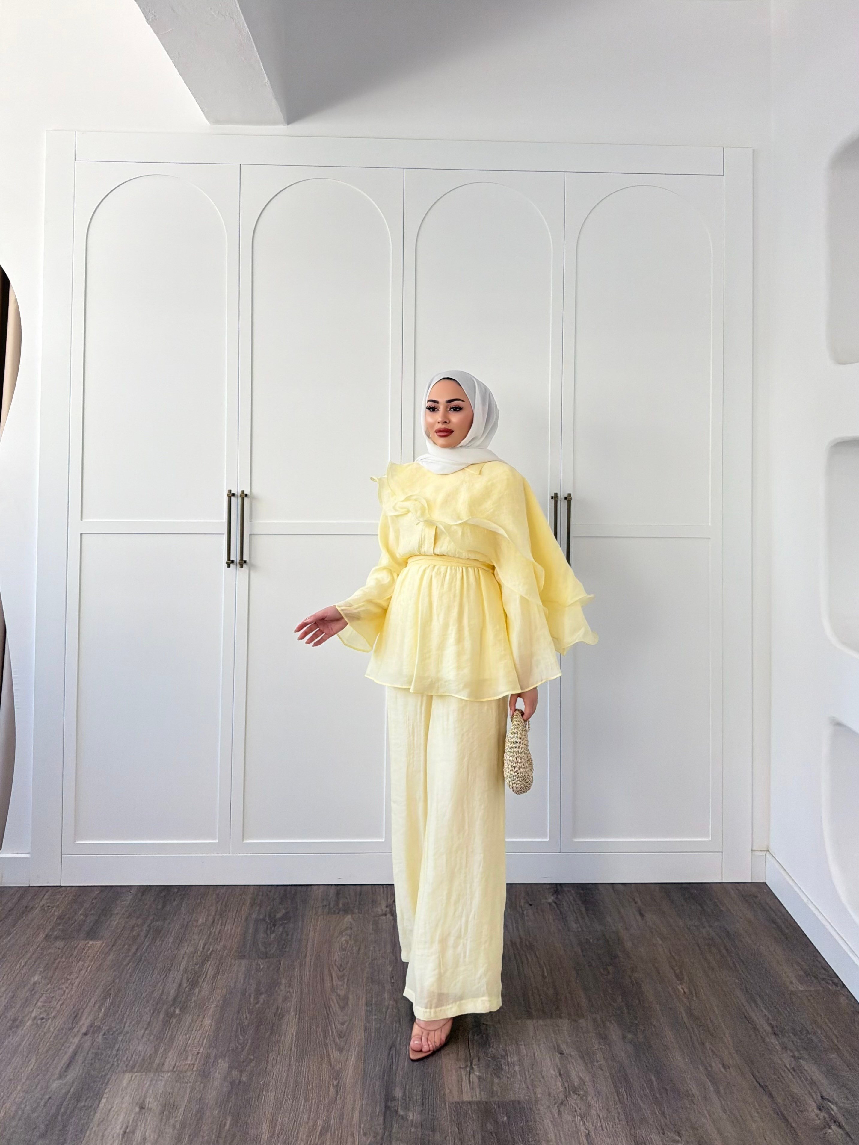 Ena Fırfır Detaylı Takım - Sarı