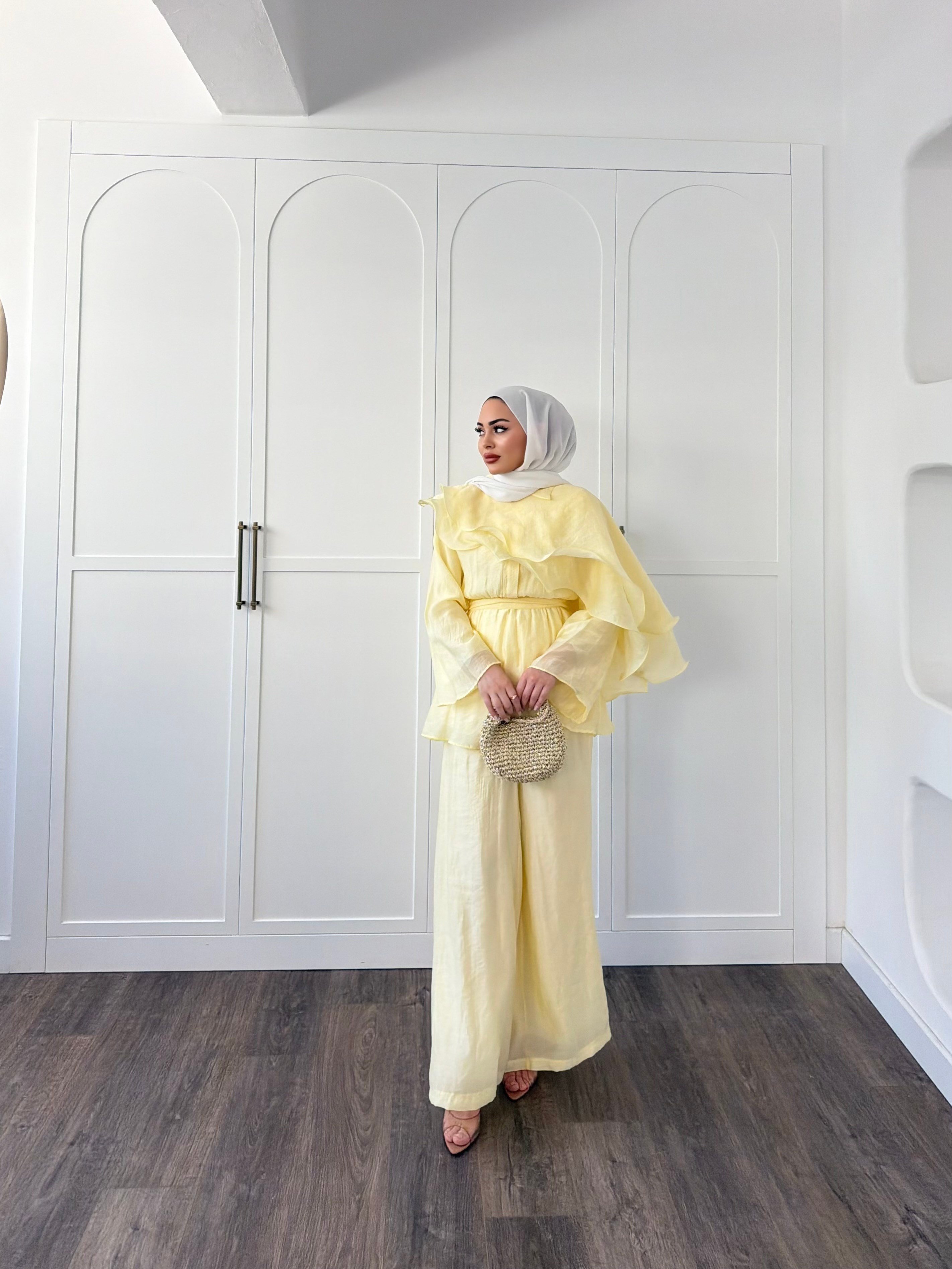 Ena Fırfır Detaylı Takım - Sarı