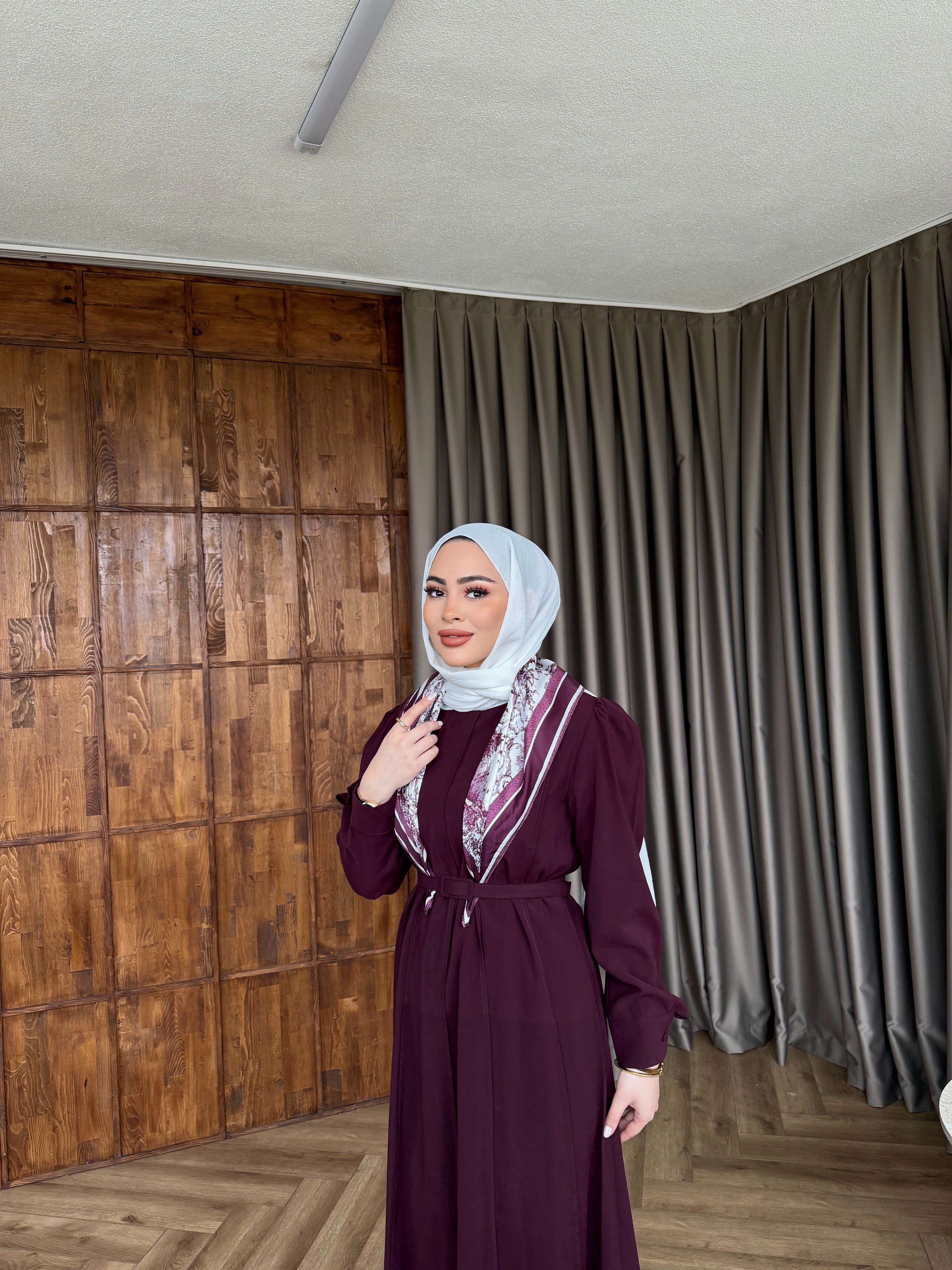 Esio Modal Fular Elbise - Mürdüm