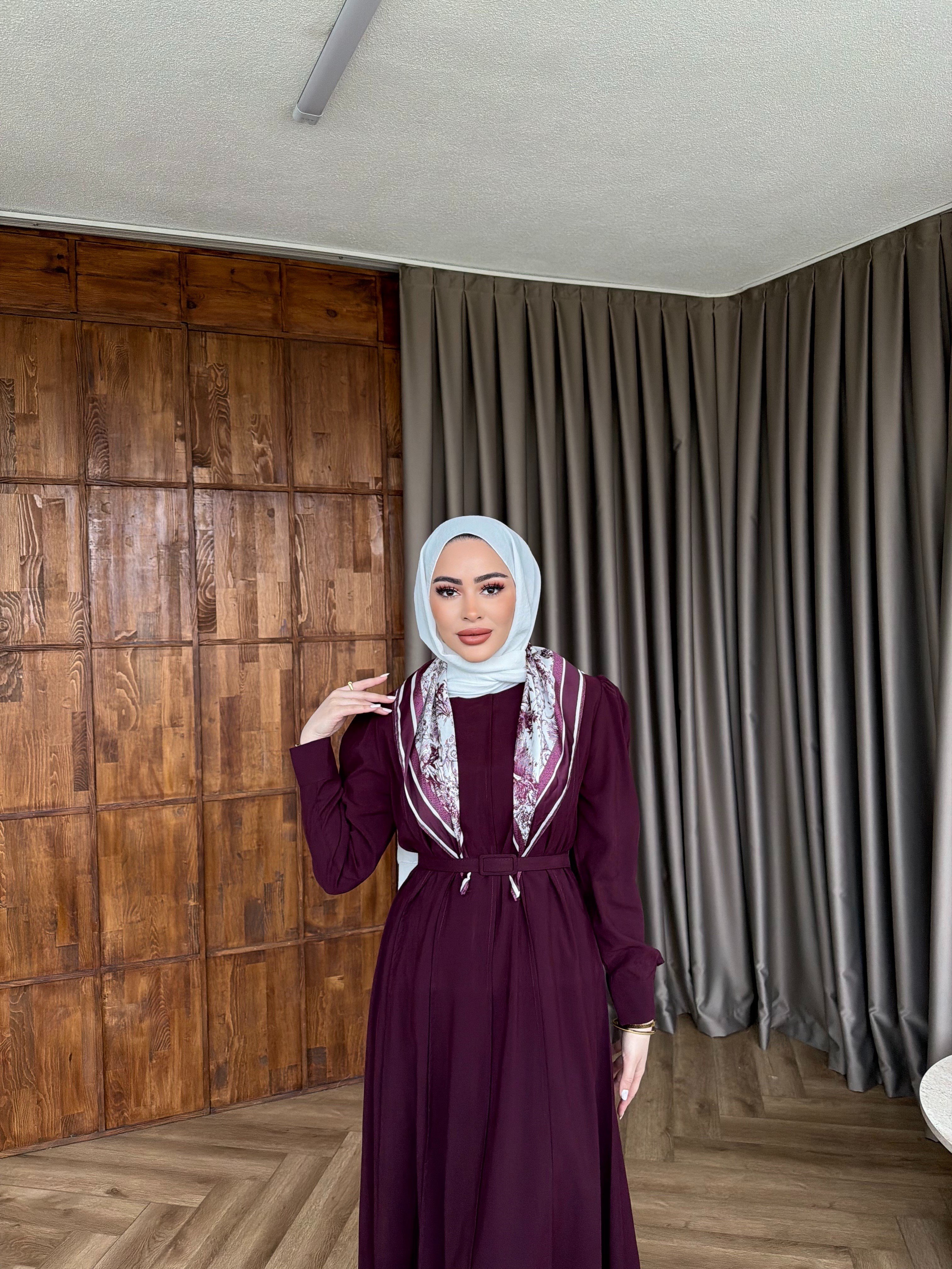 Esio Modal Fular Elbise - Mürdüm