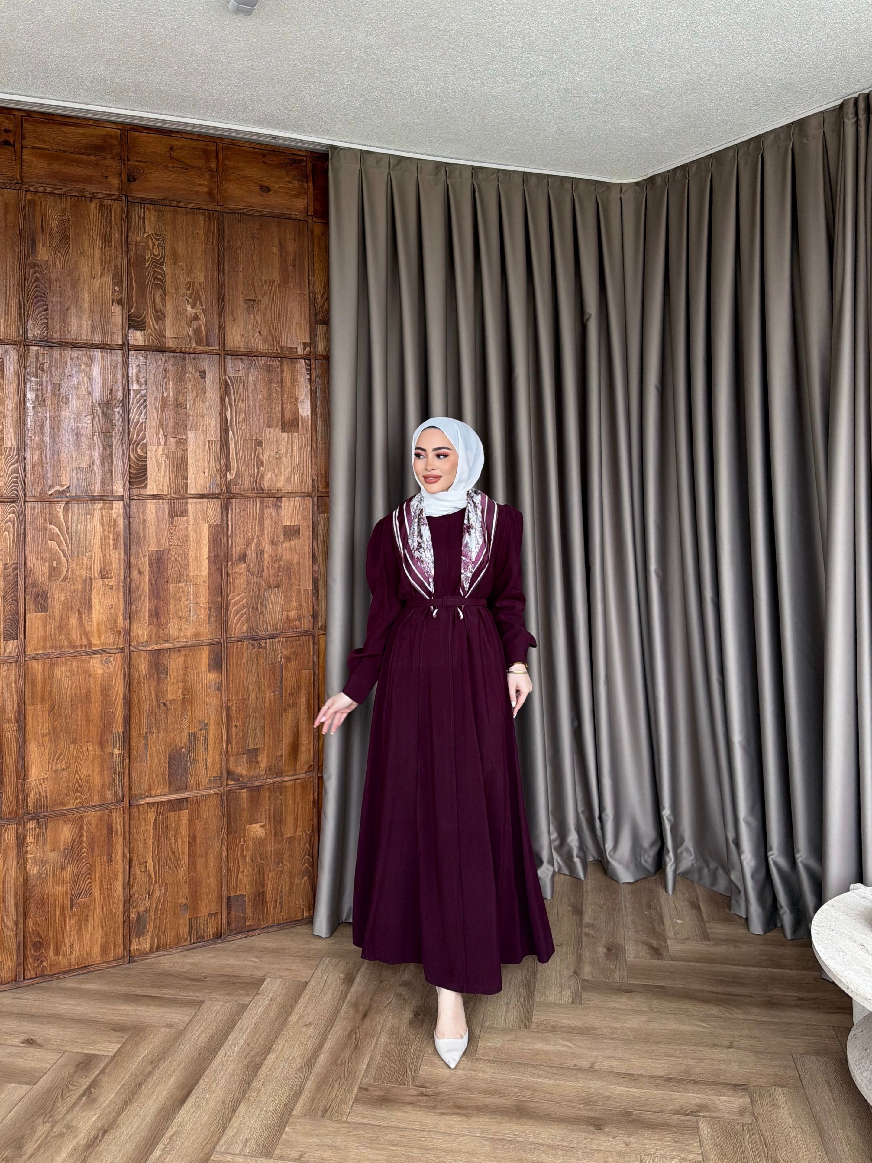 Esio Modal Fular Elbise - Mürdüm