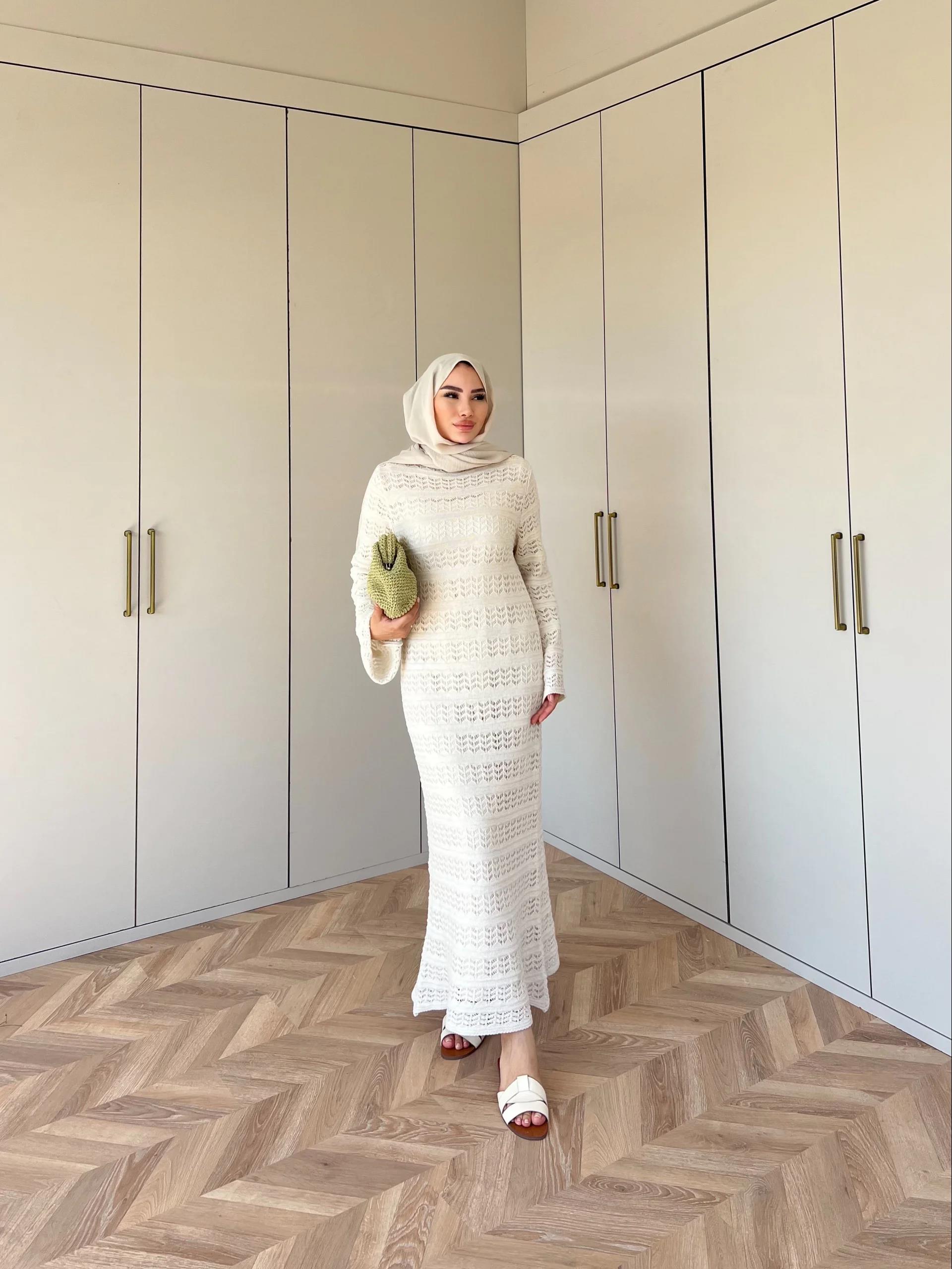 Essa Triko Elbise -Krem