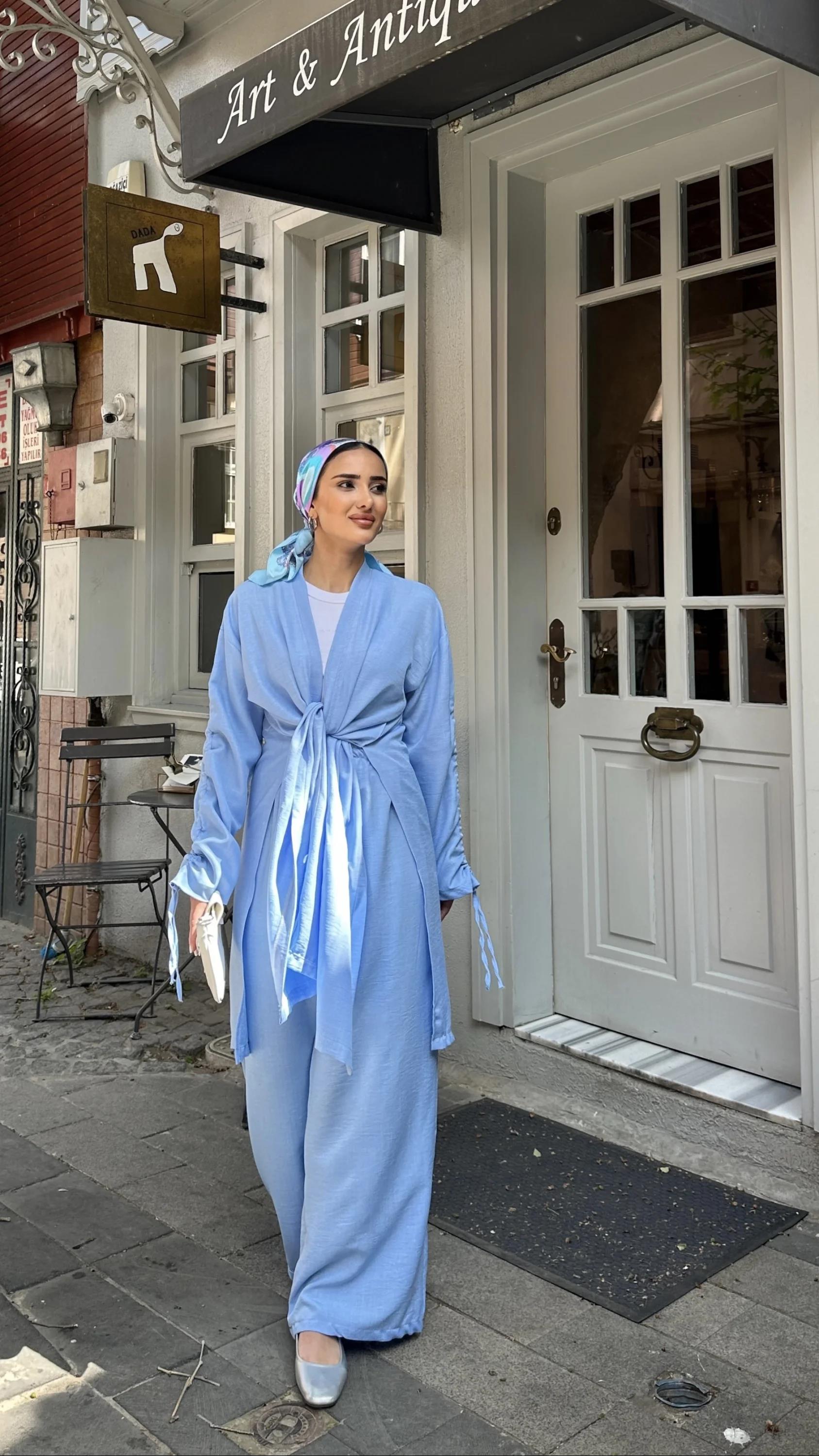 Ester Bağlamlı Takım Bebe Mavisi